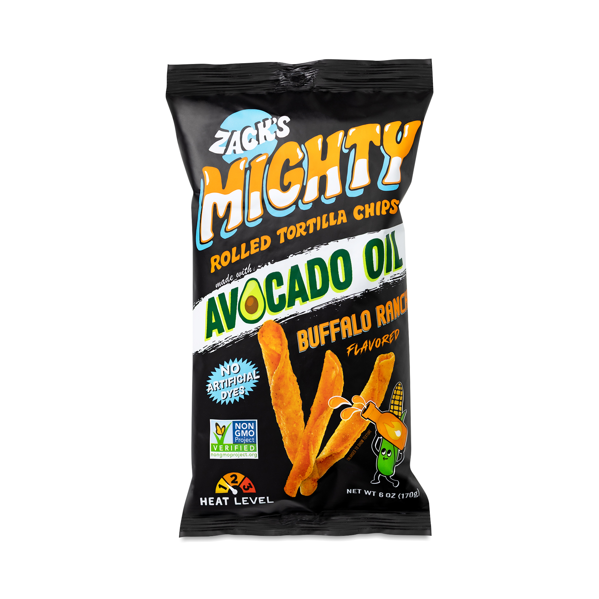 Zack's Mighty Avocado Oil Rolled Tortilla Chips, Buffalo Ranch