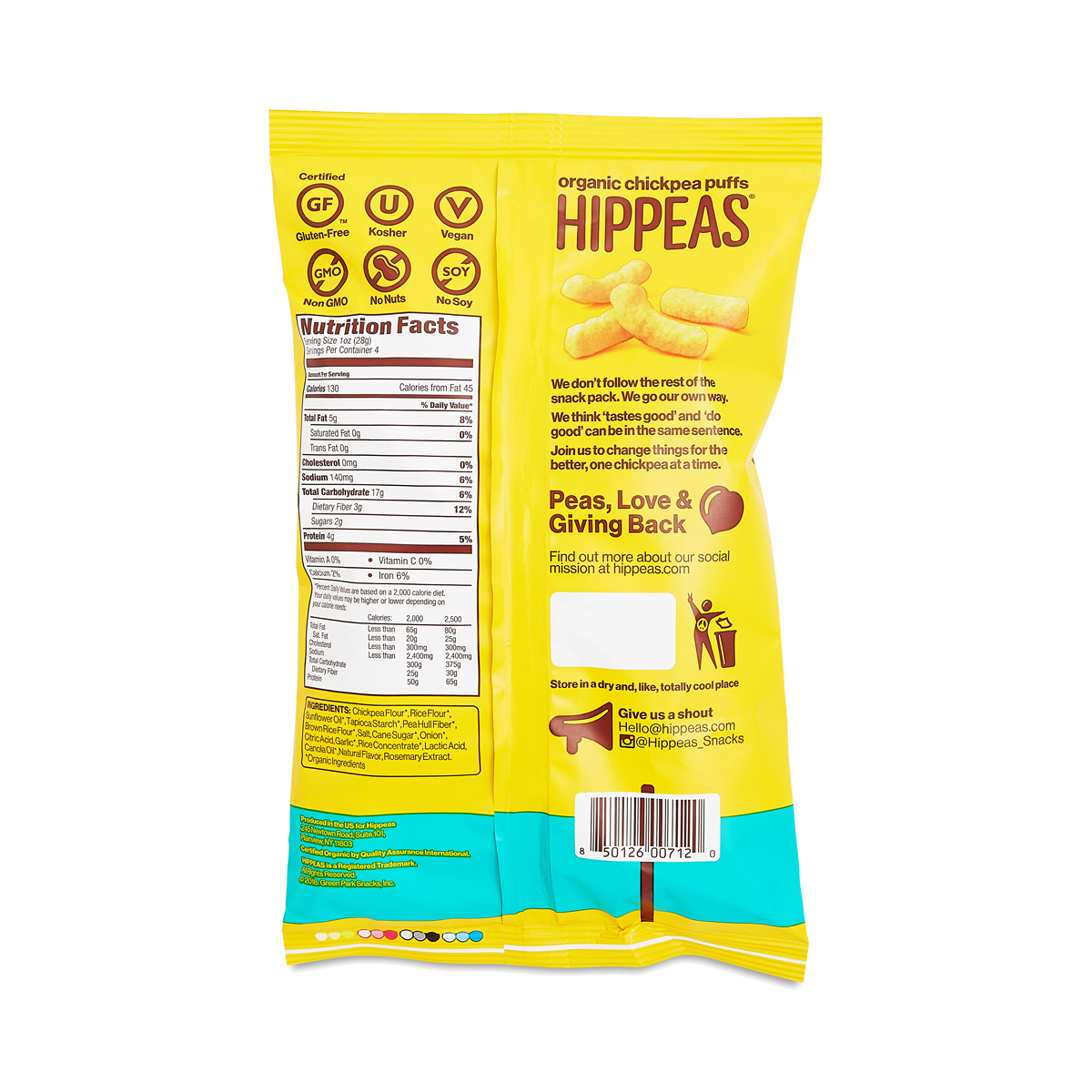 Organic Vegan White Cheddar Chickpea Puffs by Hippeas Thrive Market