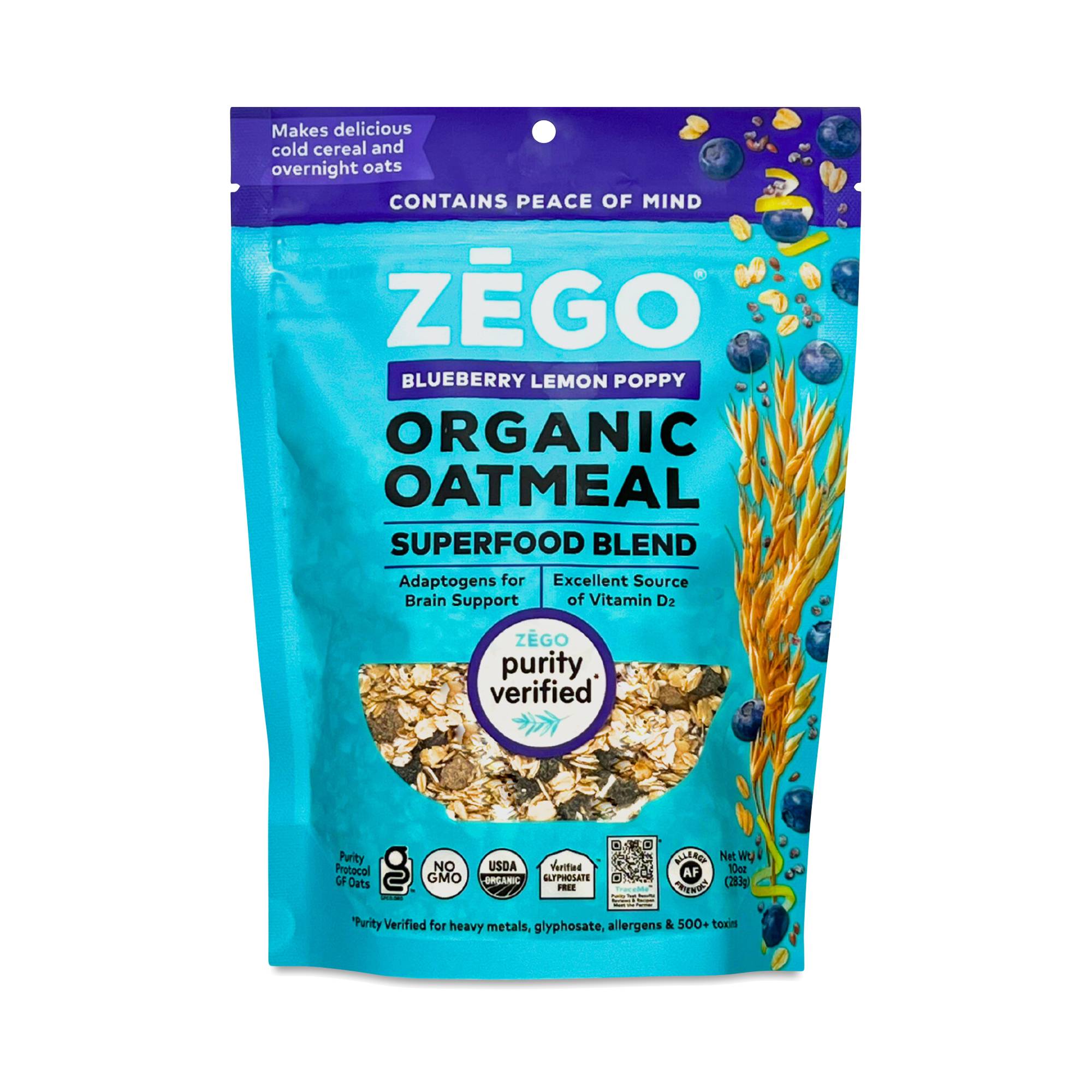 Superfood Blend Organic Oatmeal, Blueberry Lemon Poppy