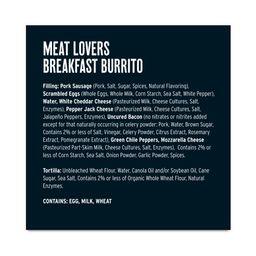 Breakfast Burrito, Meat Lovers, Sausage, Egg, Cheese & Bacon