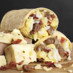 Breakfast Burrito, Meat Lovers, Sausage, Egg, Cheese & Bacon