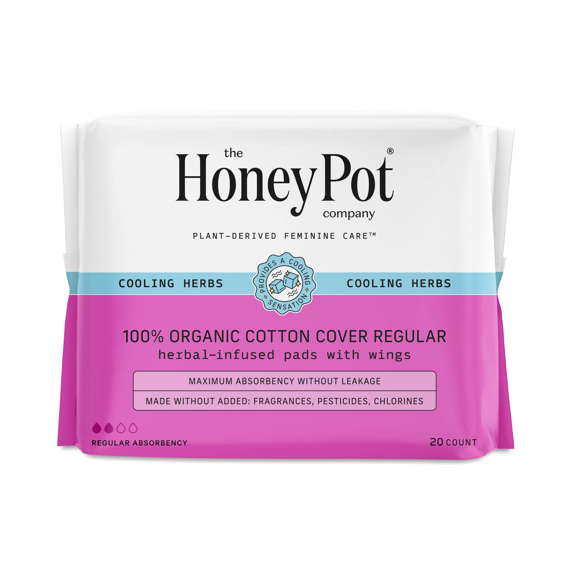 100% Organic Cotton Cover Pads with Wings, Cooling Herbs