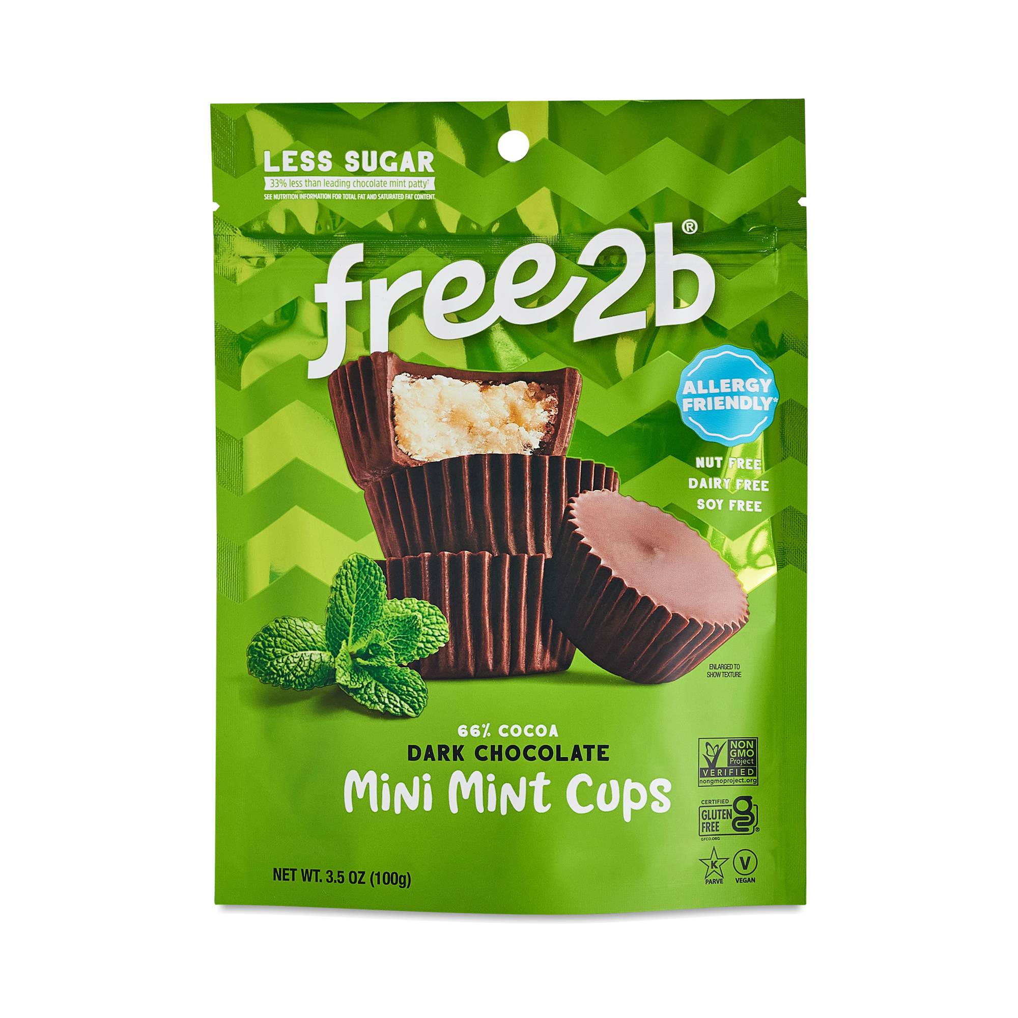 Mini Dark Chocolate Cups 66%, Mint