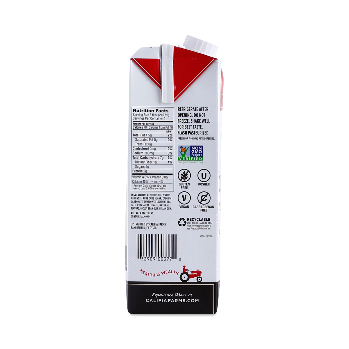 Califia Barista Almond Milk Nutrition Runners High Nutrition