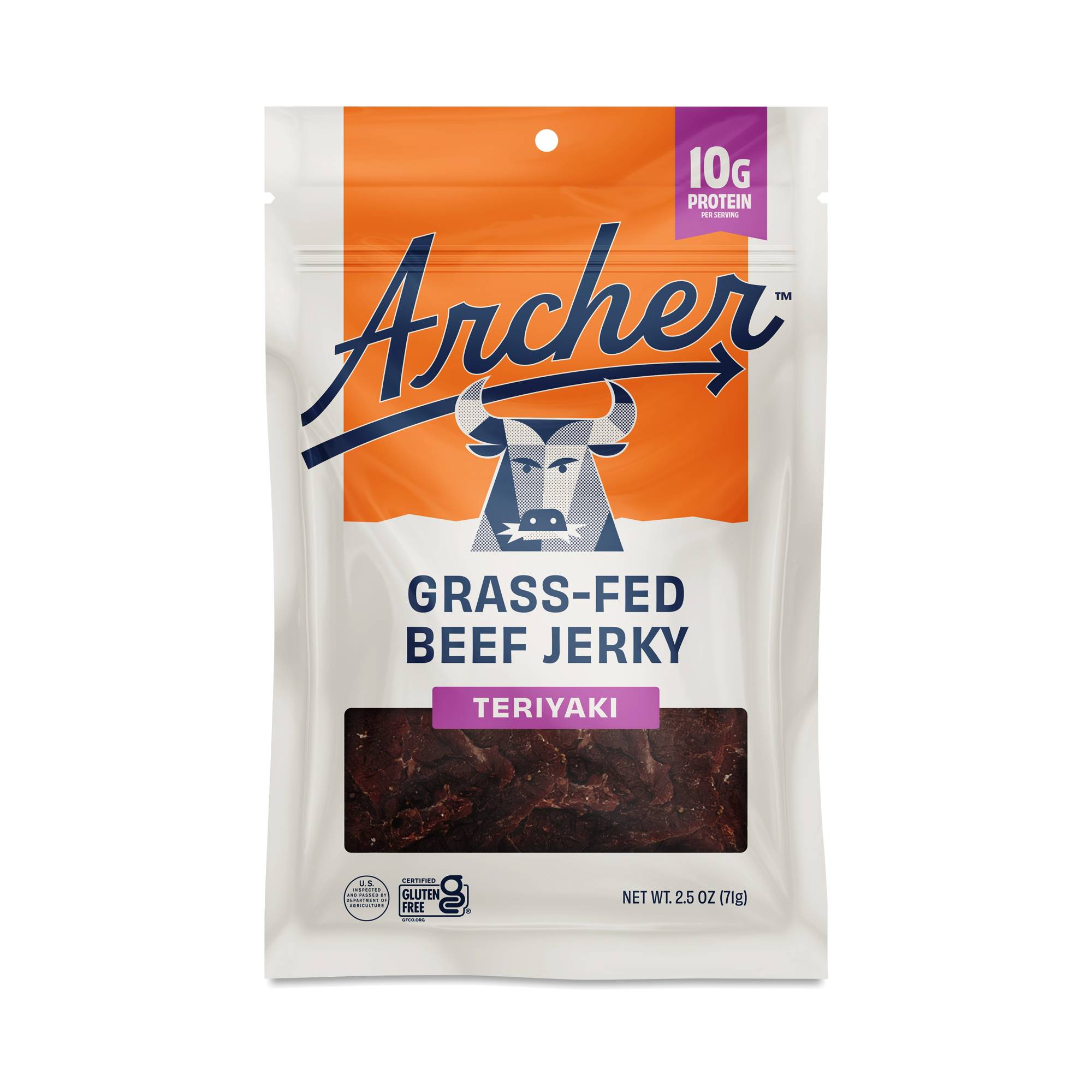 Country Archer, Grass-Fed Beef Jerky, Teriyaki