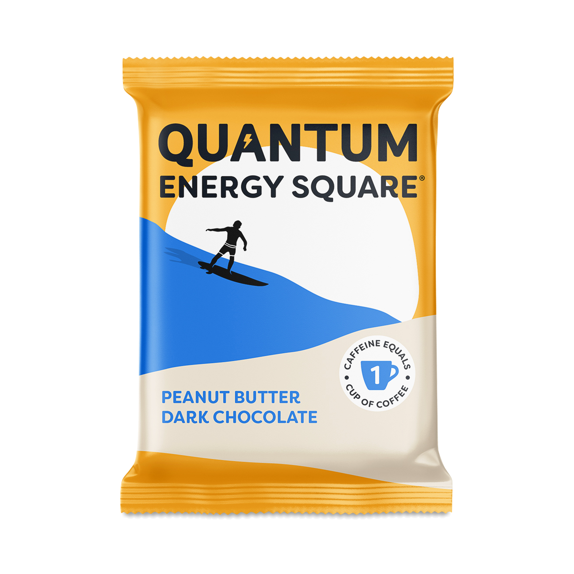 Quantum Energy Squares Single Caffeine & Protein Bars, Peanut Butter