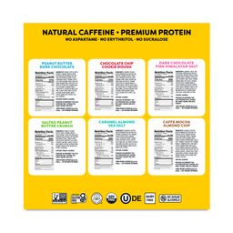 Caffeine & Protein Bars, Variety Pack, Value Size