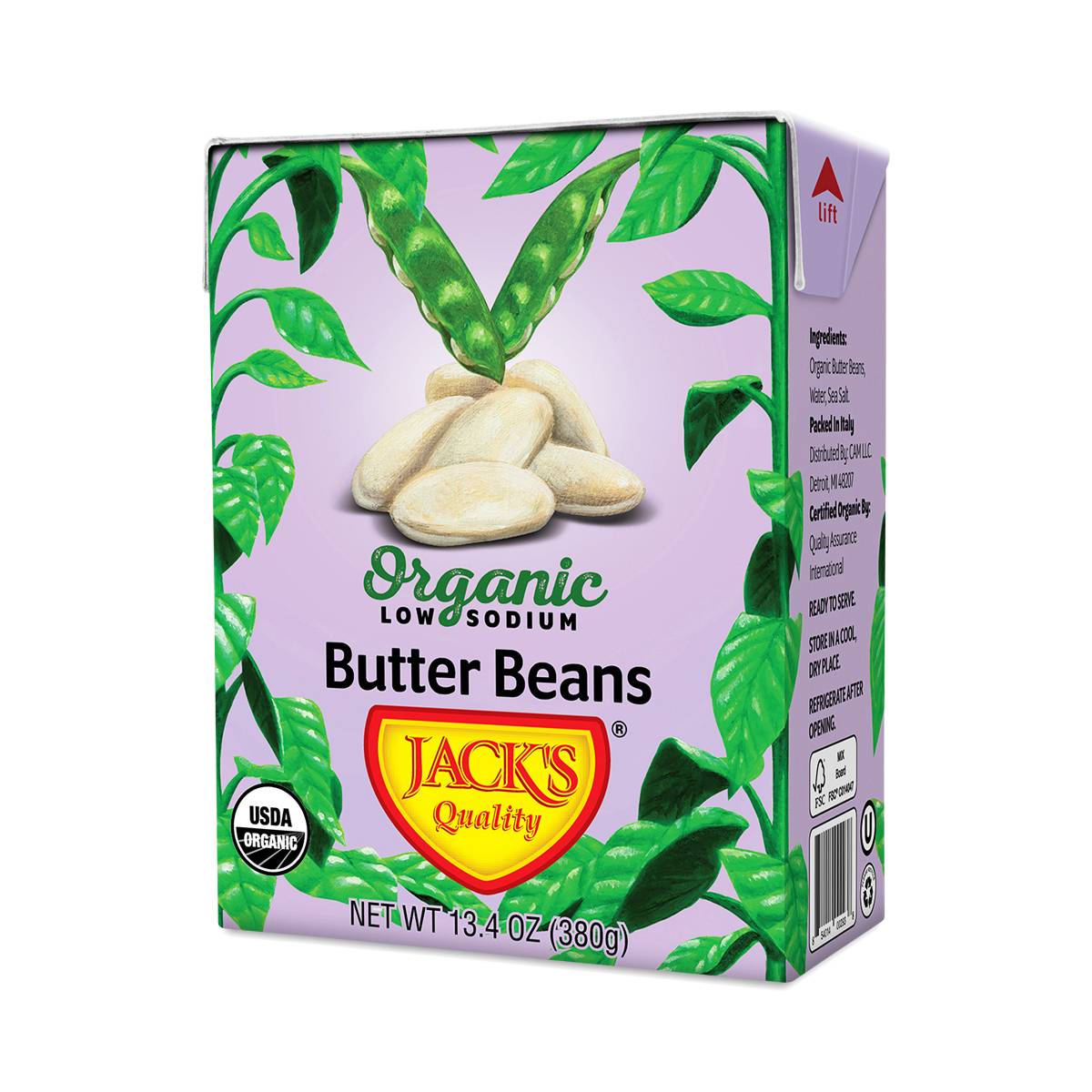 Organic Butter Beans, Low Sodium