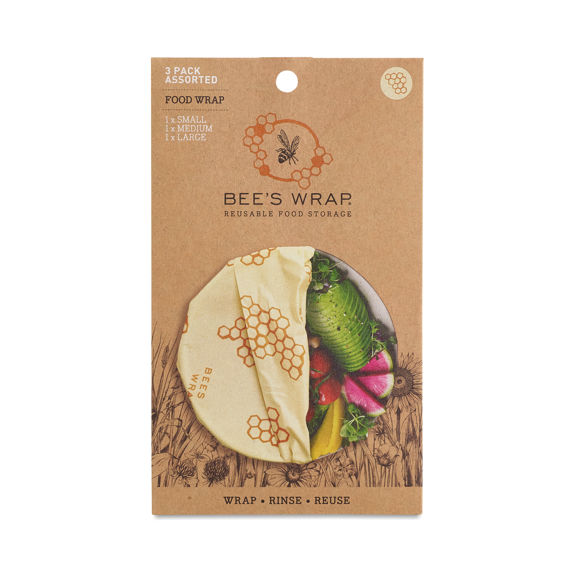 Bee's Wrap Reusable Beeswax Wraps, Set of 3