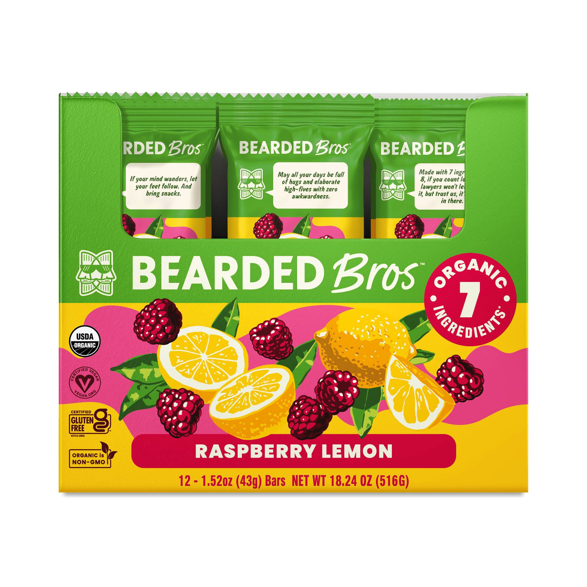 Organic Real Food Energy Bars, Raspberry Lemon