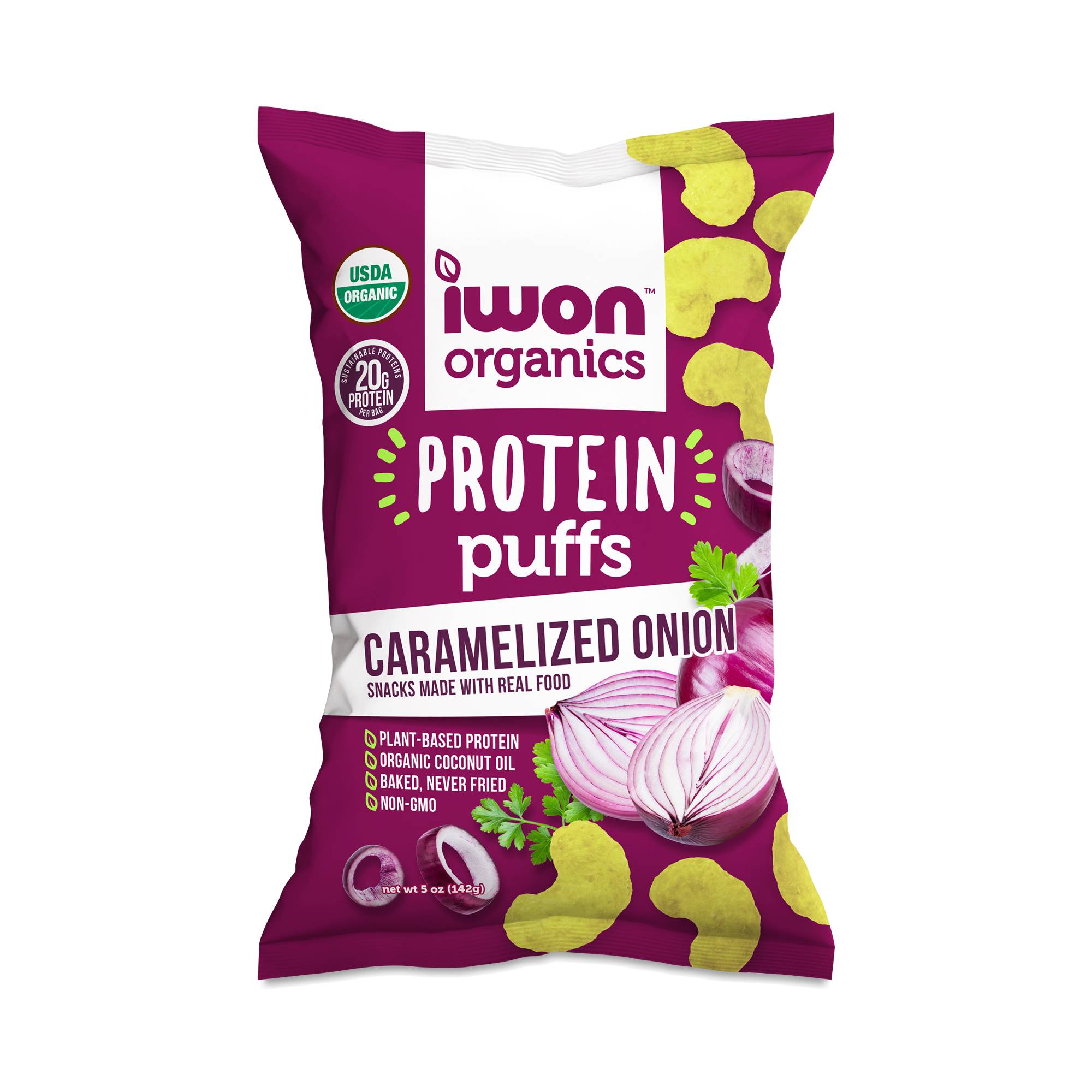 Organic Protein Puffs, Carmelized Onion
