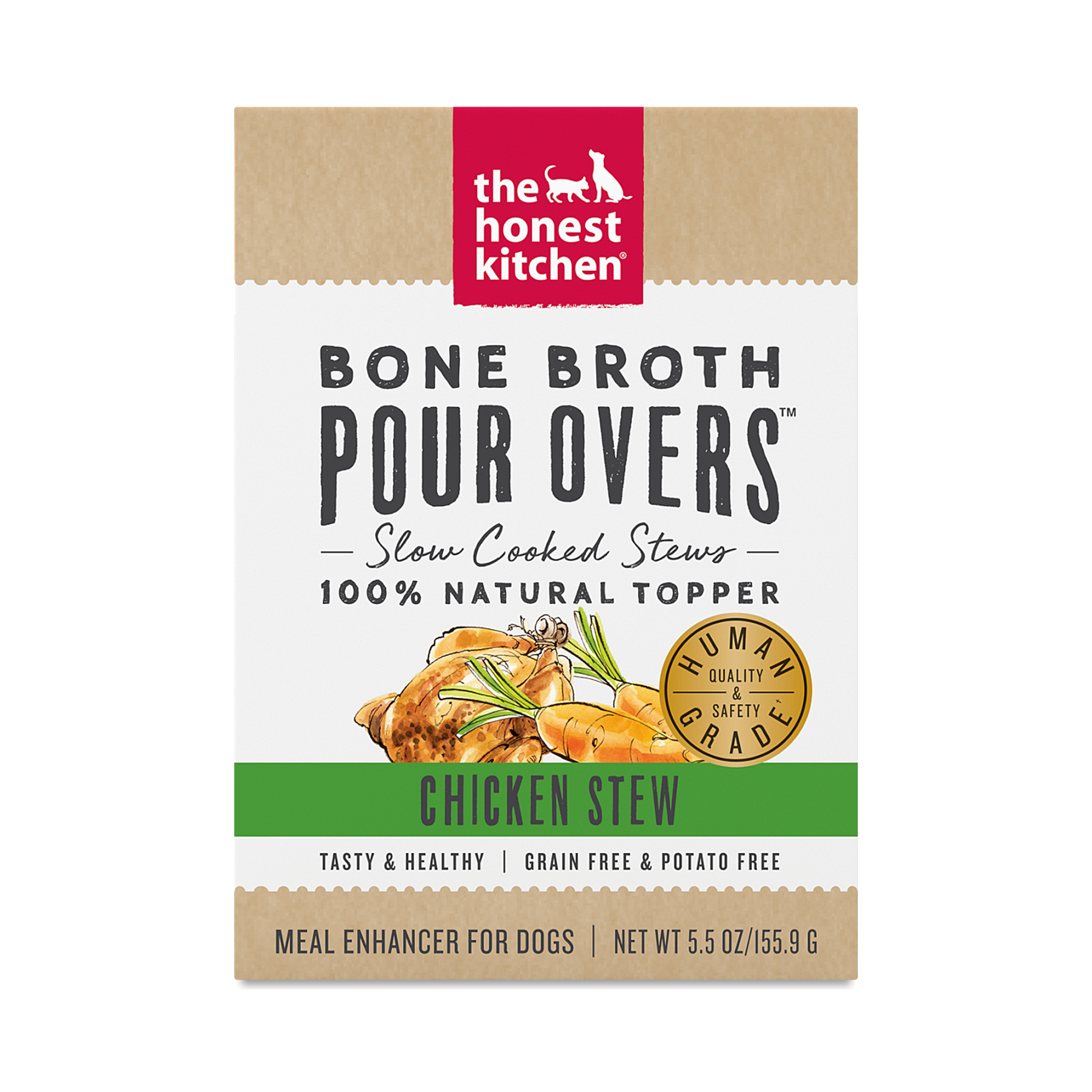 2-Pack The Honest Kitchen Bone Broth POUR OVERS™, Chicken Stew Dog Food Topper 5.5 oz box