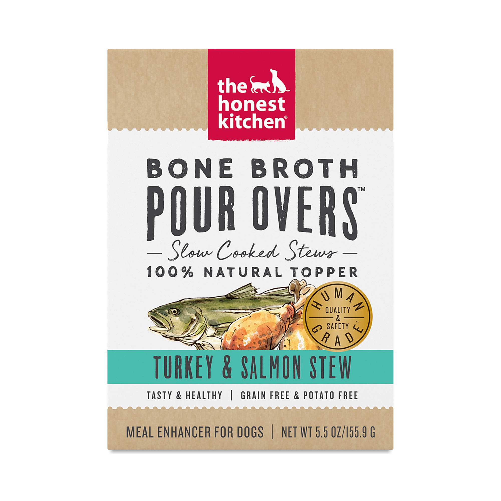 Bone Broth POUR OVERSâ„¢, Turkey & Salmon Stew Dog Food Topper