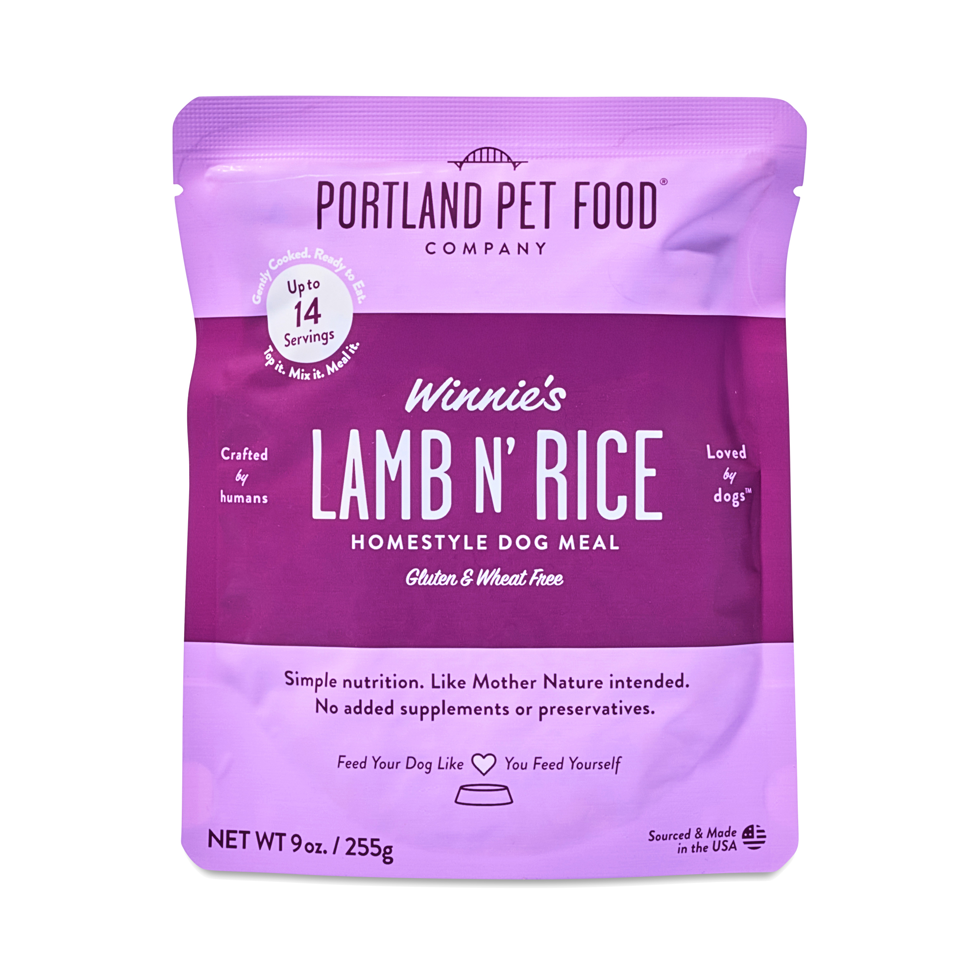 Portland Pet Food Company Winnie's Lamb N' Rice Homestyle Dog Meal 9 oz pouch