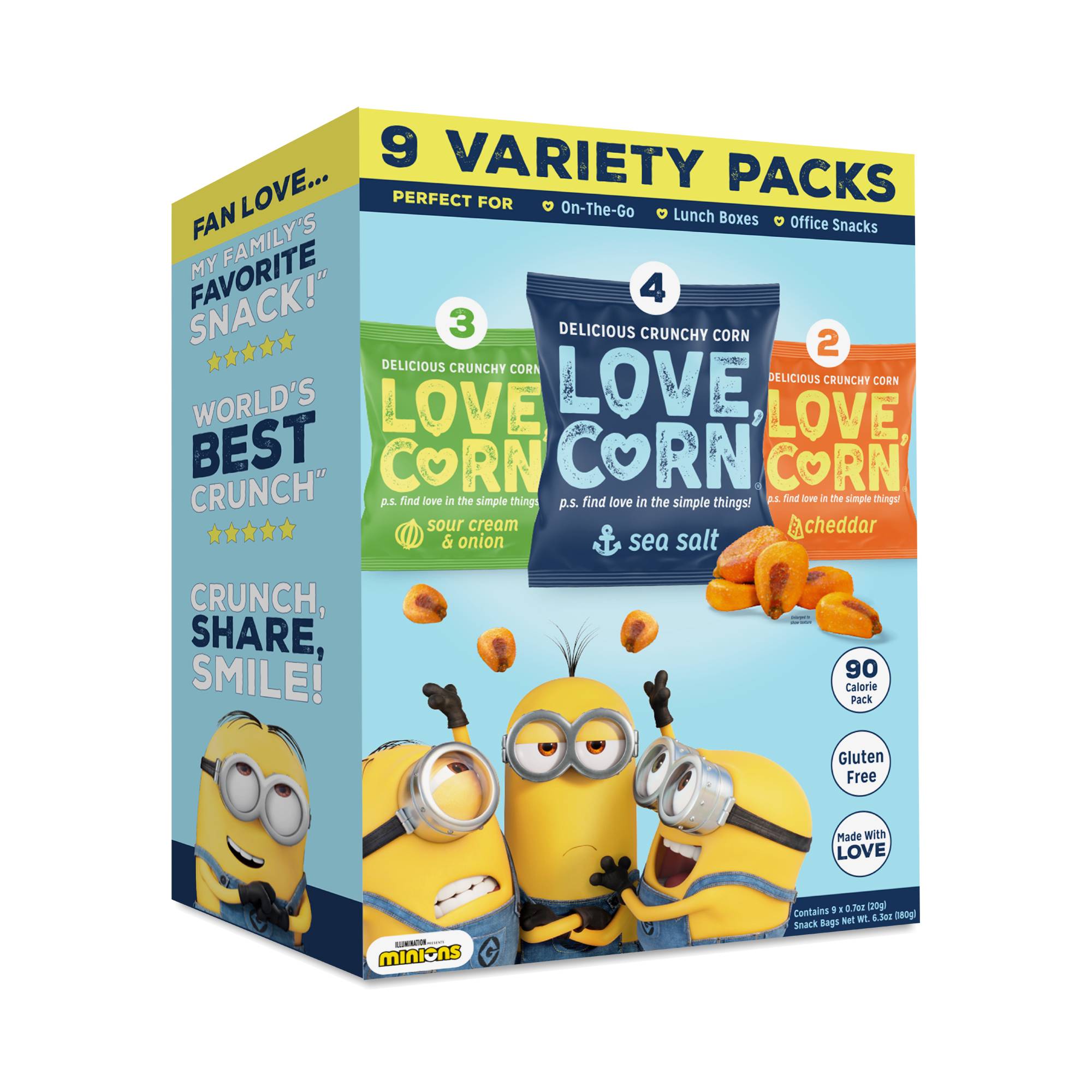 Delicious Crunchy Corn, Sea Salt, Sour Cream & Onion & Cheddar Variety Pack