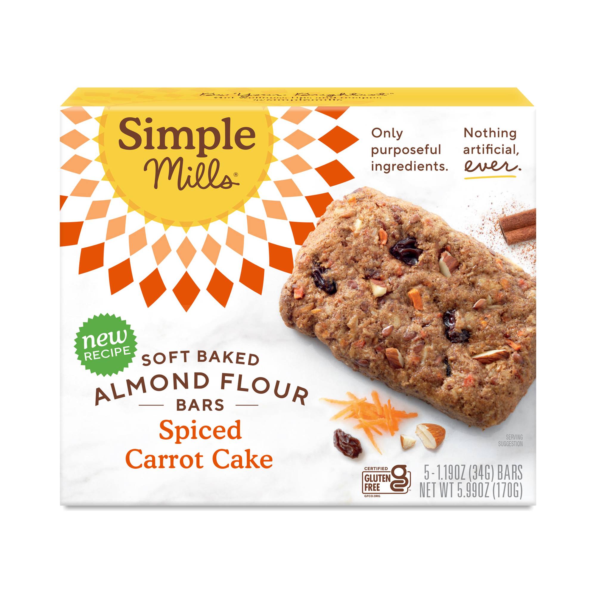 Soft Baked Almond Flour Bars, Spiced Carrot Cake