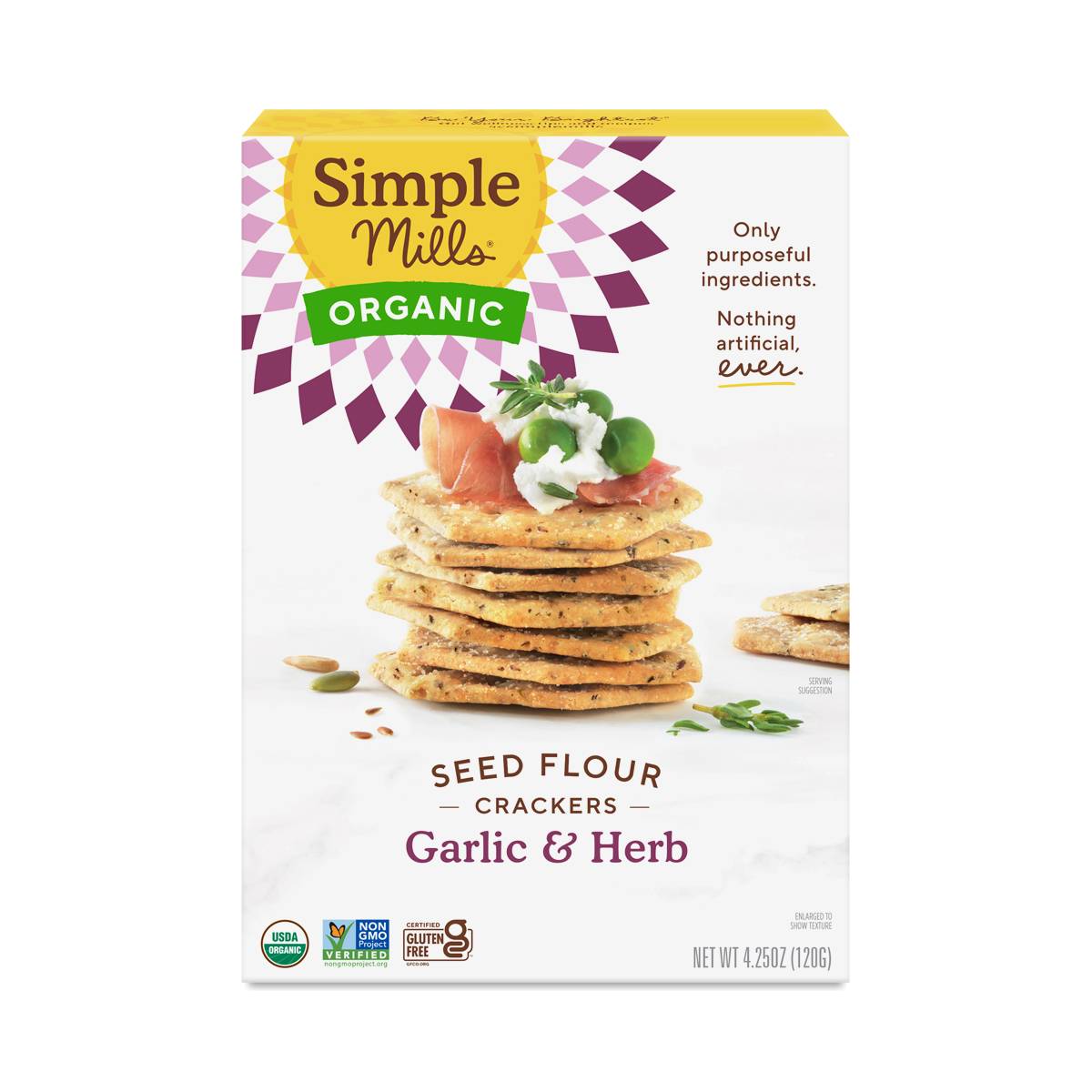 Organic Seed Flour Crackers, Garlic & Herb