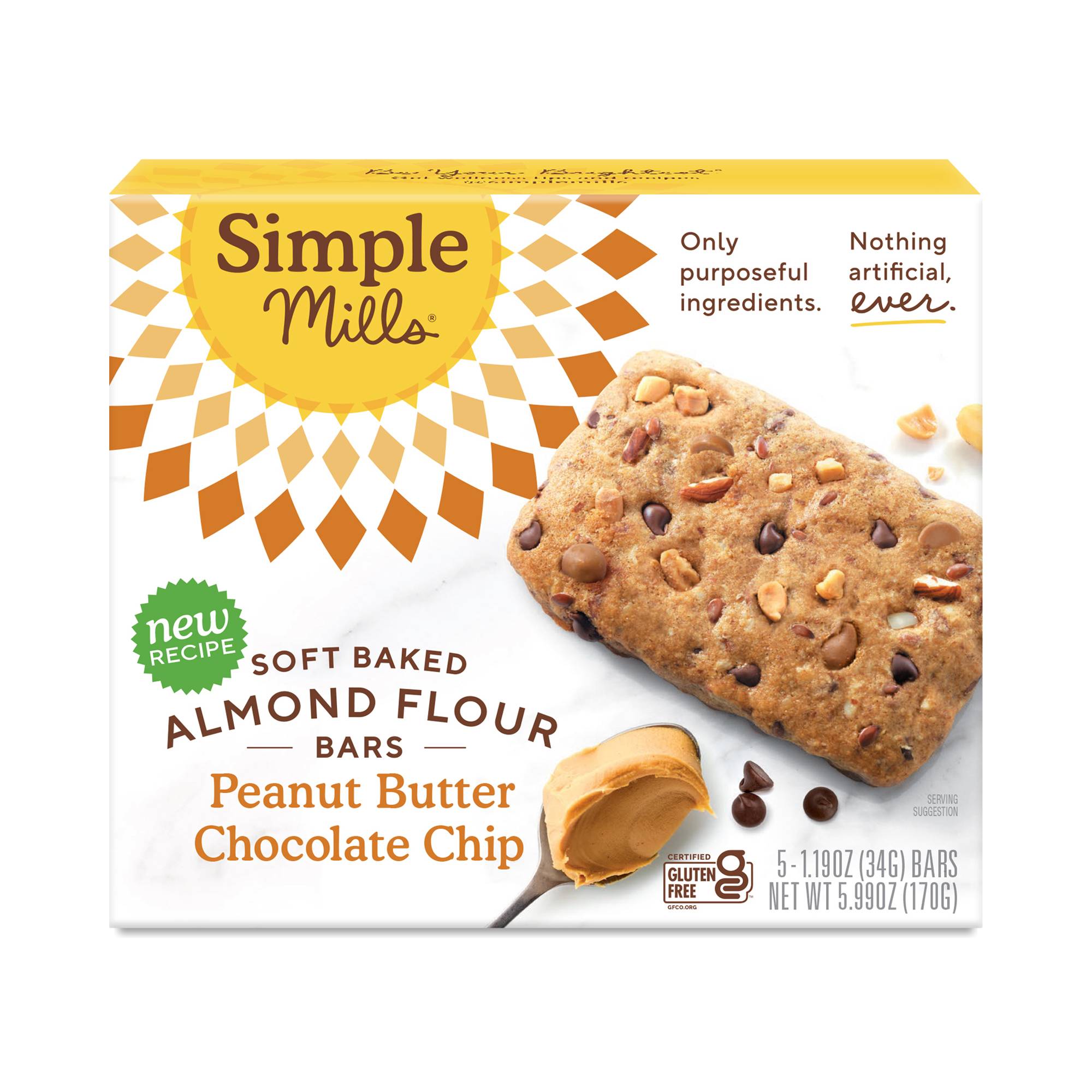 Soft Baked Almond Flour Bars, Peanut Butter Chocolate Chip