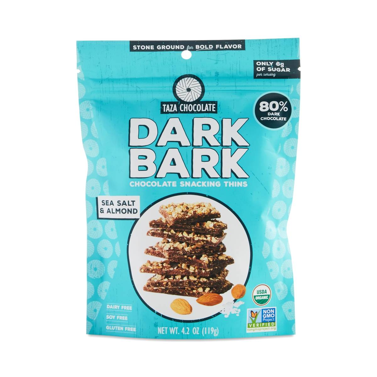 Organic Sea Salt & Almond Dark Chocolate Bark by Taza Thrive Market