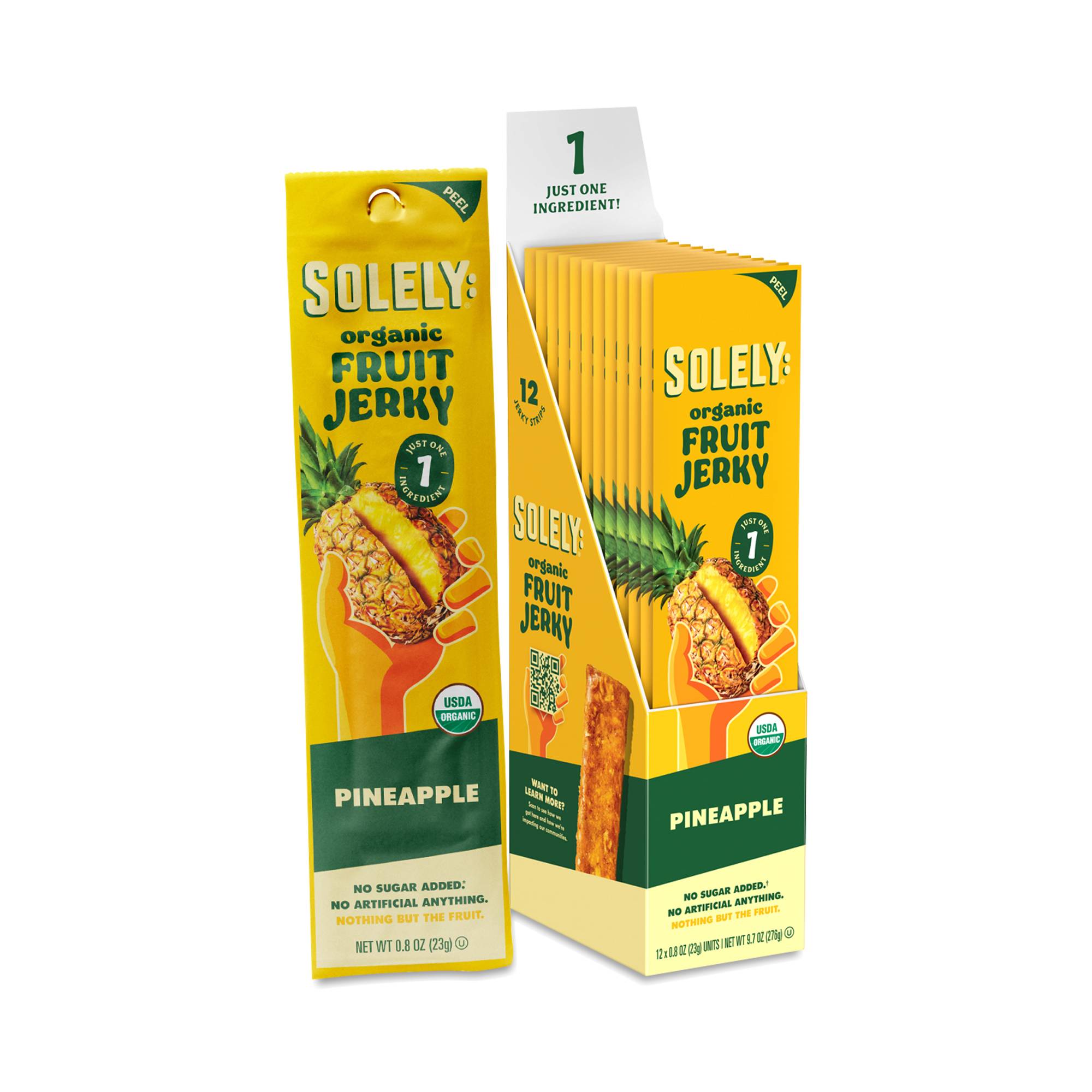 Organic Fruit Jerky, Pineapple, Snack Pack