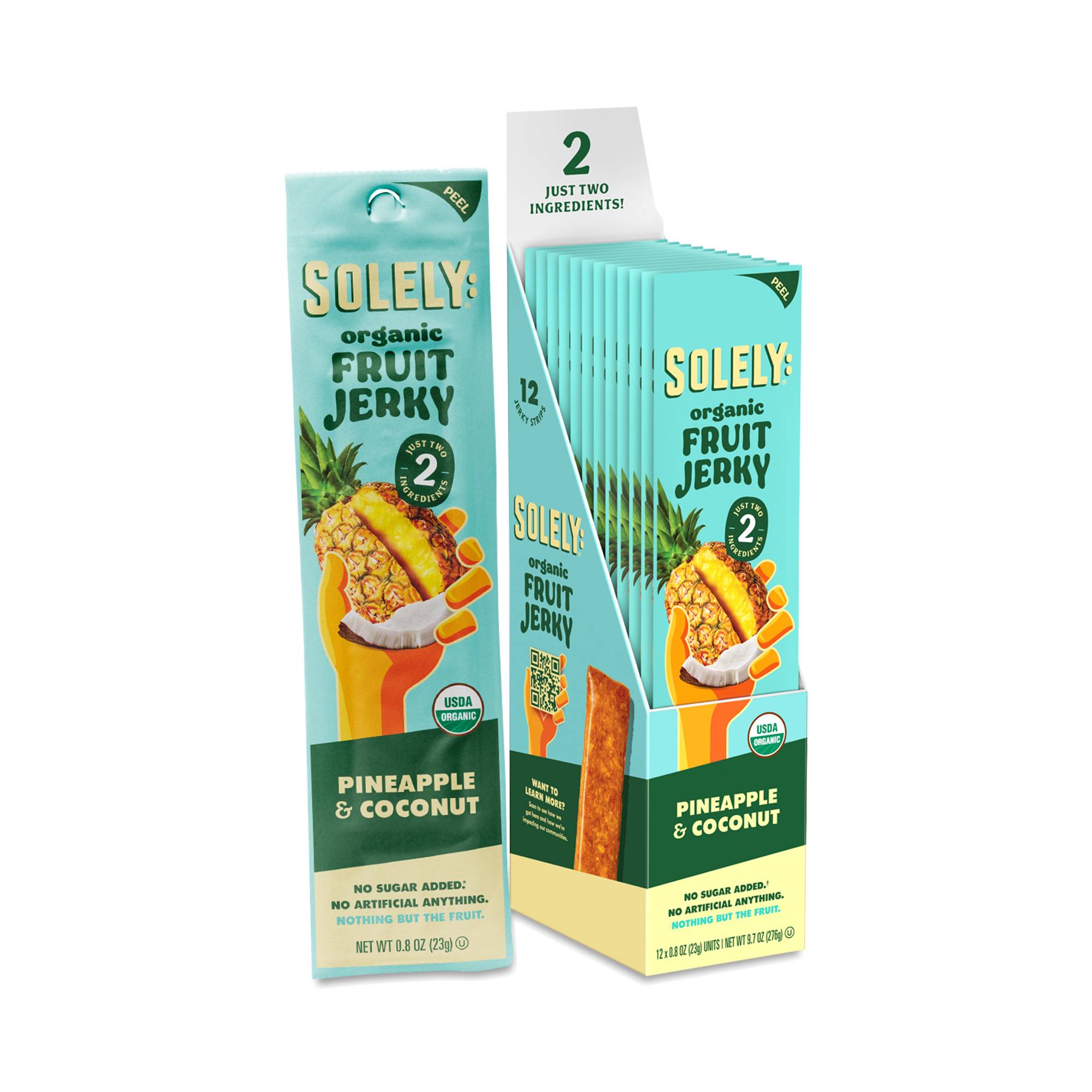 Organic Fruit Jerky, Pineapple & Coconut, Snack Pack