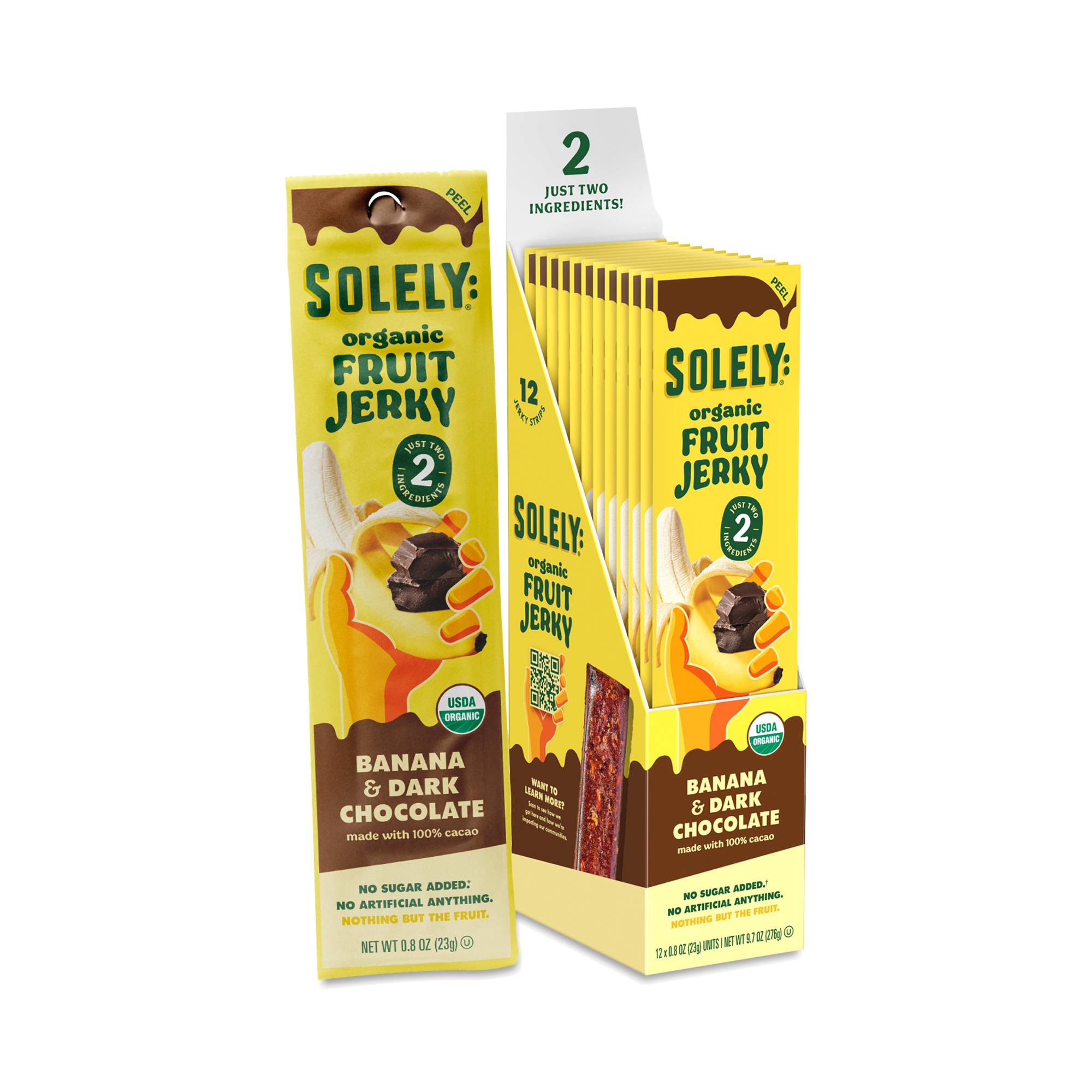 Organic Fruit Jerky, Banana & Dark Chocolate, Snack Pack
