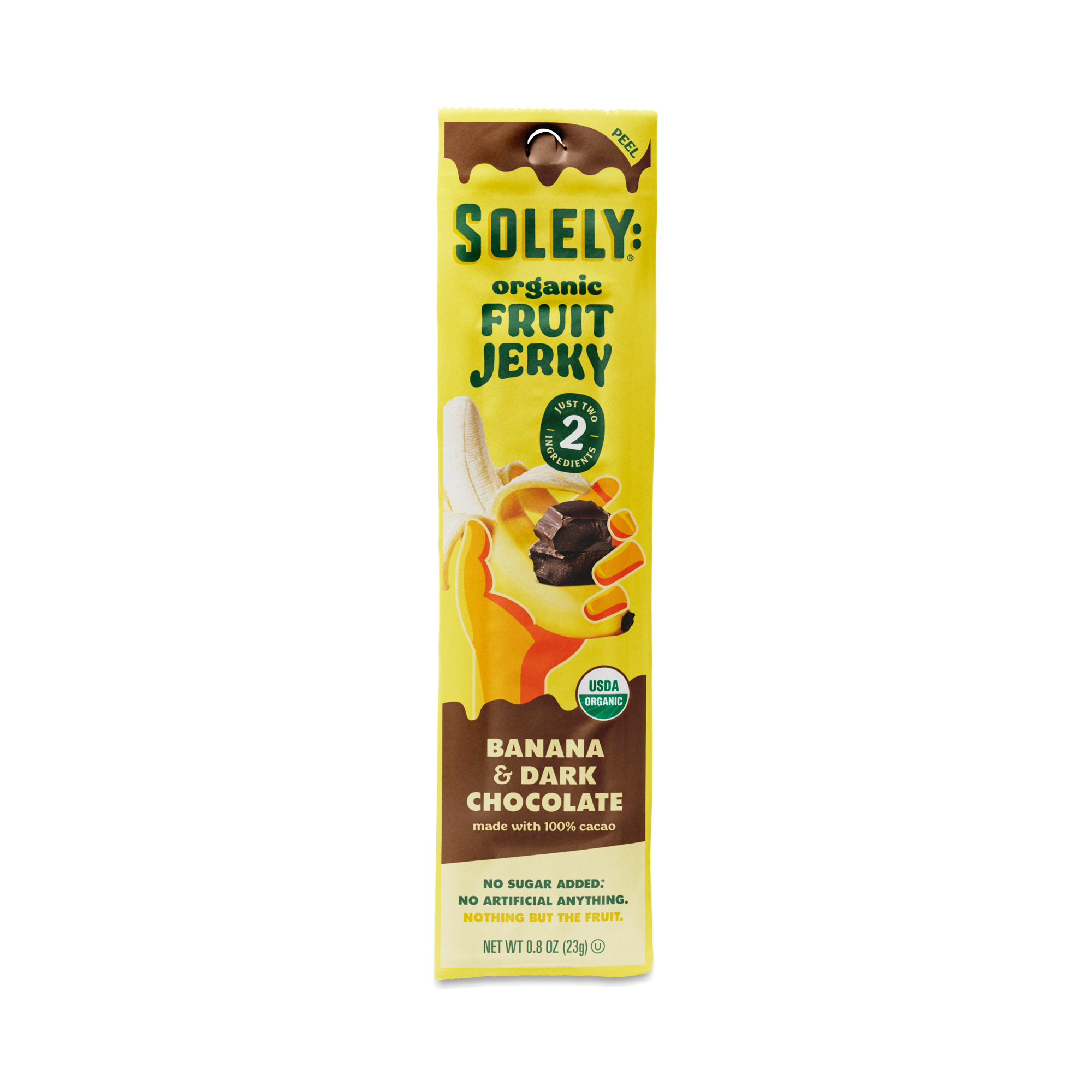 Solely Organic Fruit Jerky, Banana & Dark Chocolate, Snack