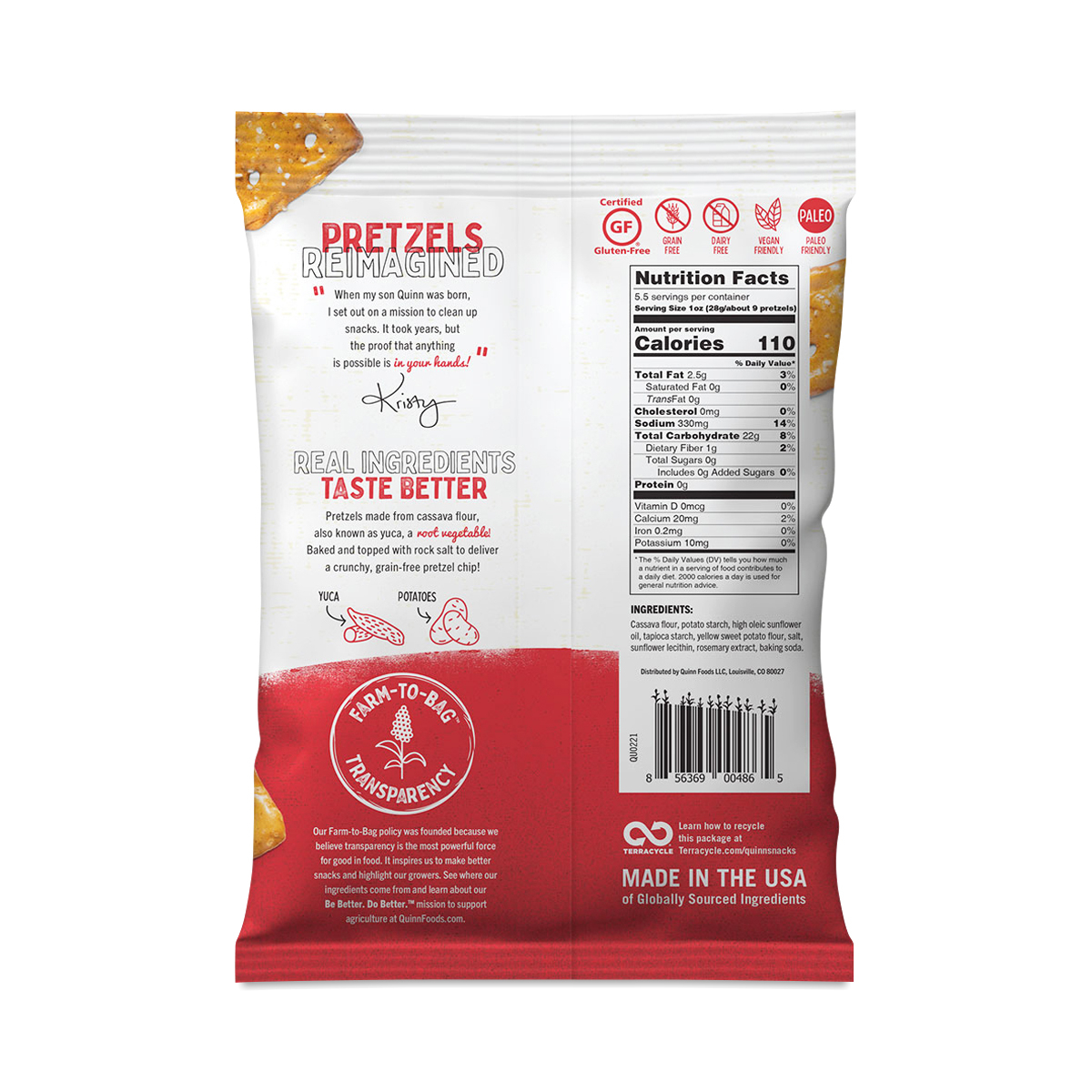 Quinn Snacks Grain Free Pretzel Chips, Original Thrive Market