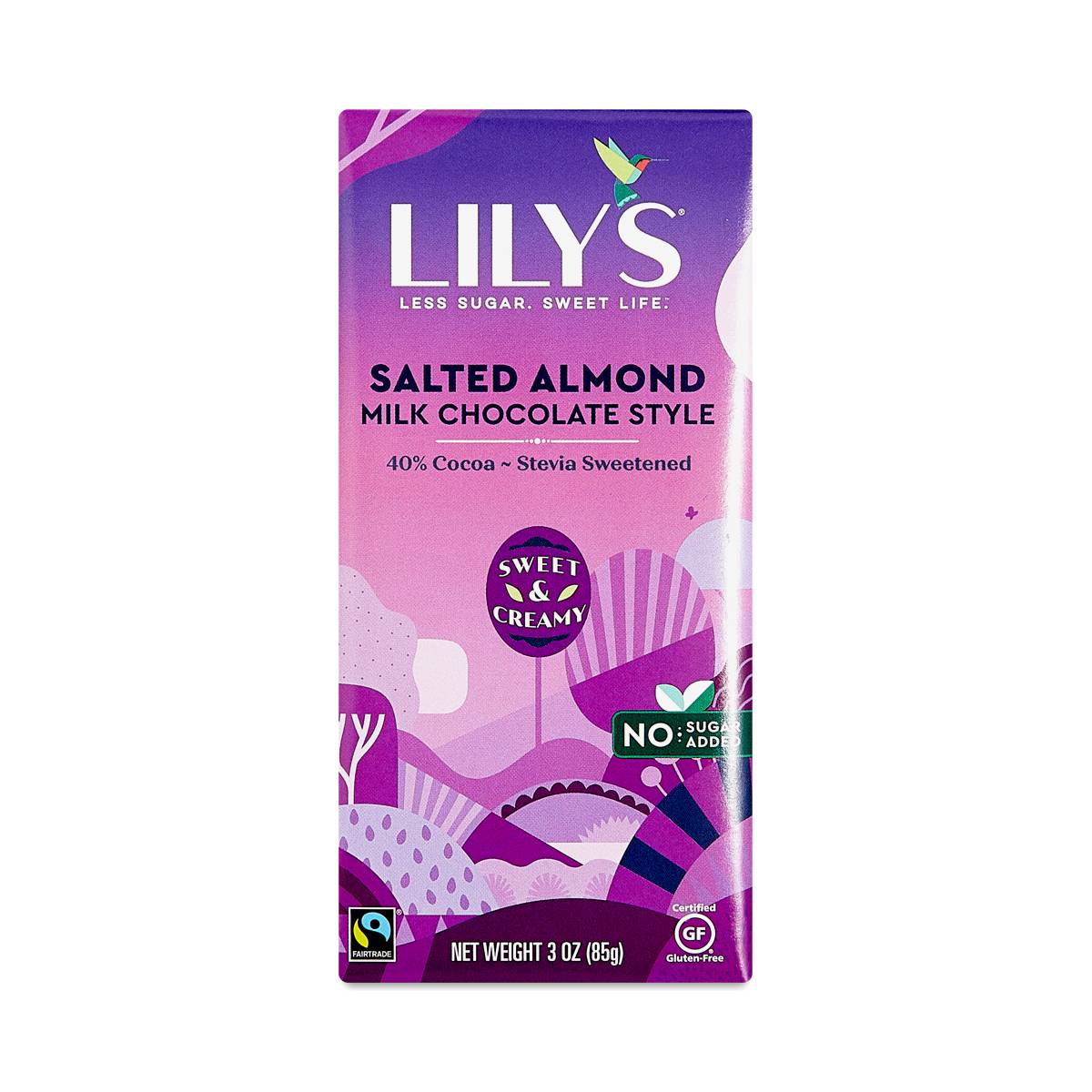 Lily's Sweets Stevia Sweetened Milk Chocolate Bar, Salted Almond