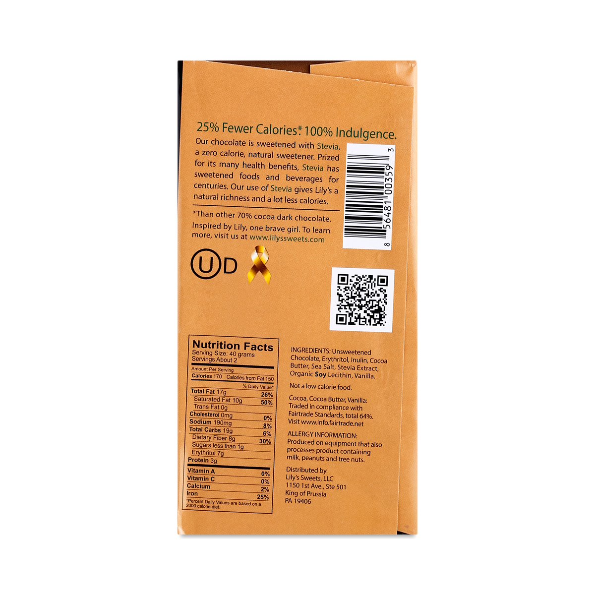 Stevia Sweetened 70 Chocolate Bar, Sea Salt Thrive Market