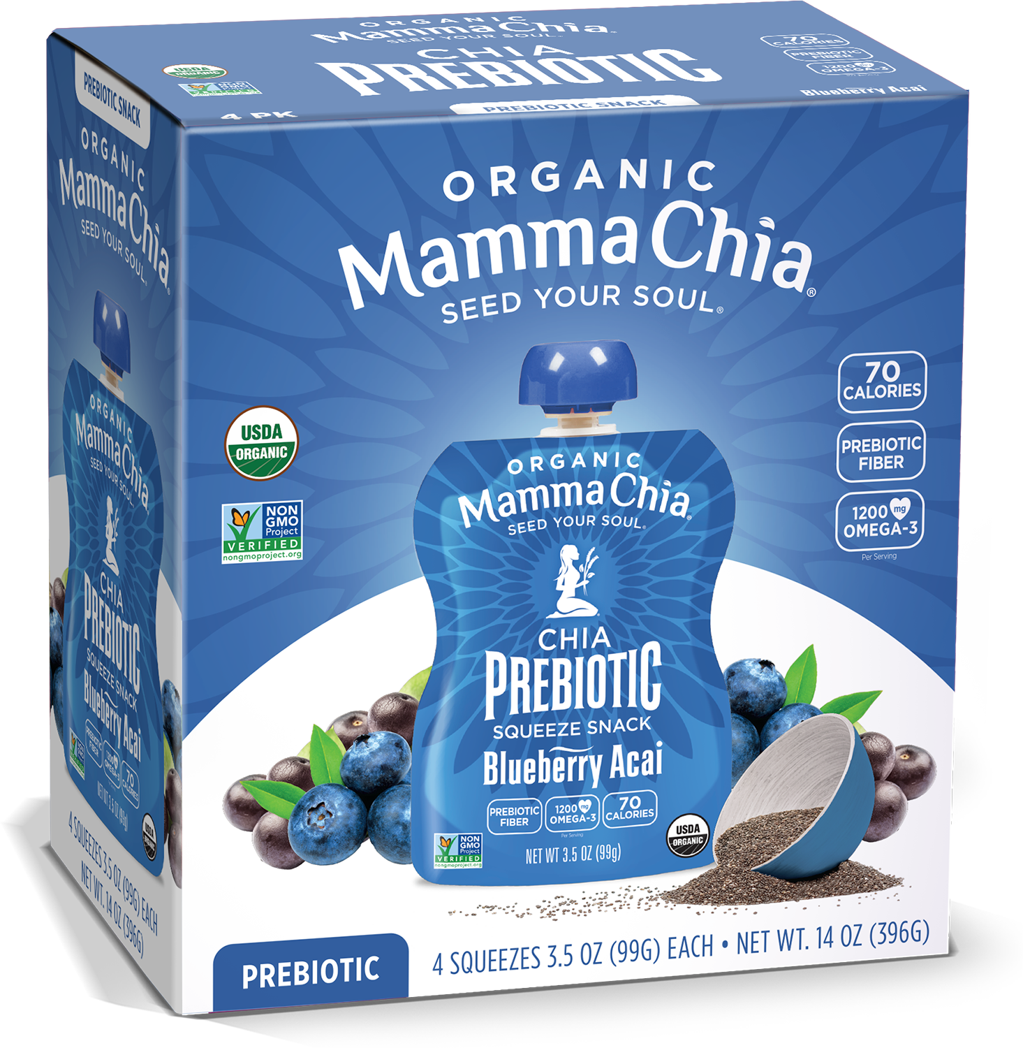Prebiotic Chia Squeeze, Blueberry Acai