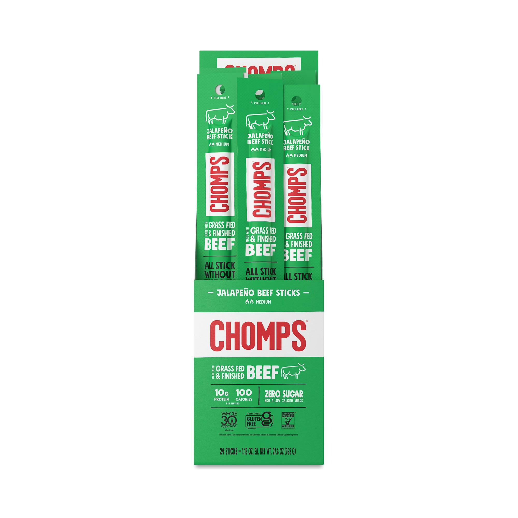 Grass-Fed Beef Sticks, Jalapeno Value Size