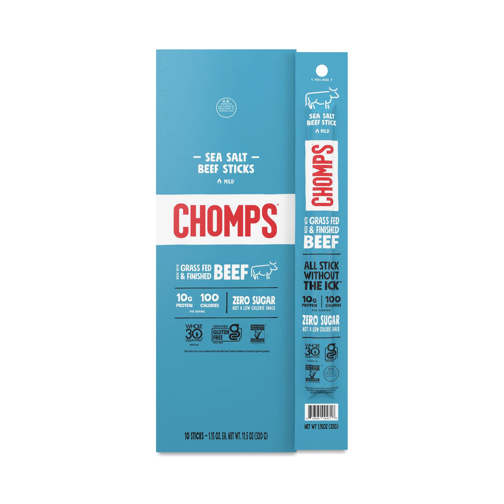 Grass-Fed Beef Sticks, Sea Salt