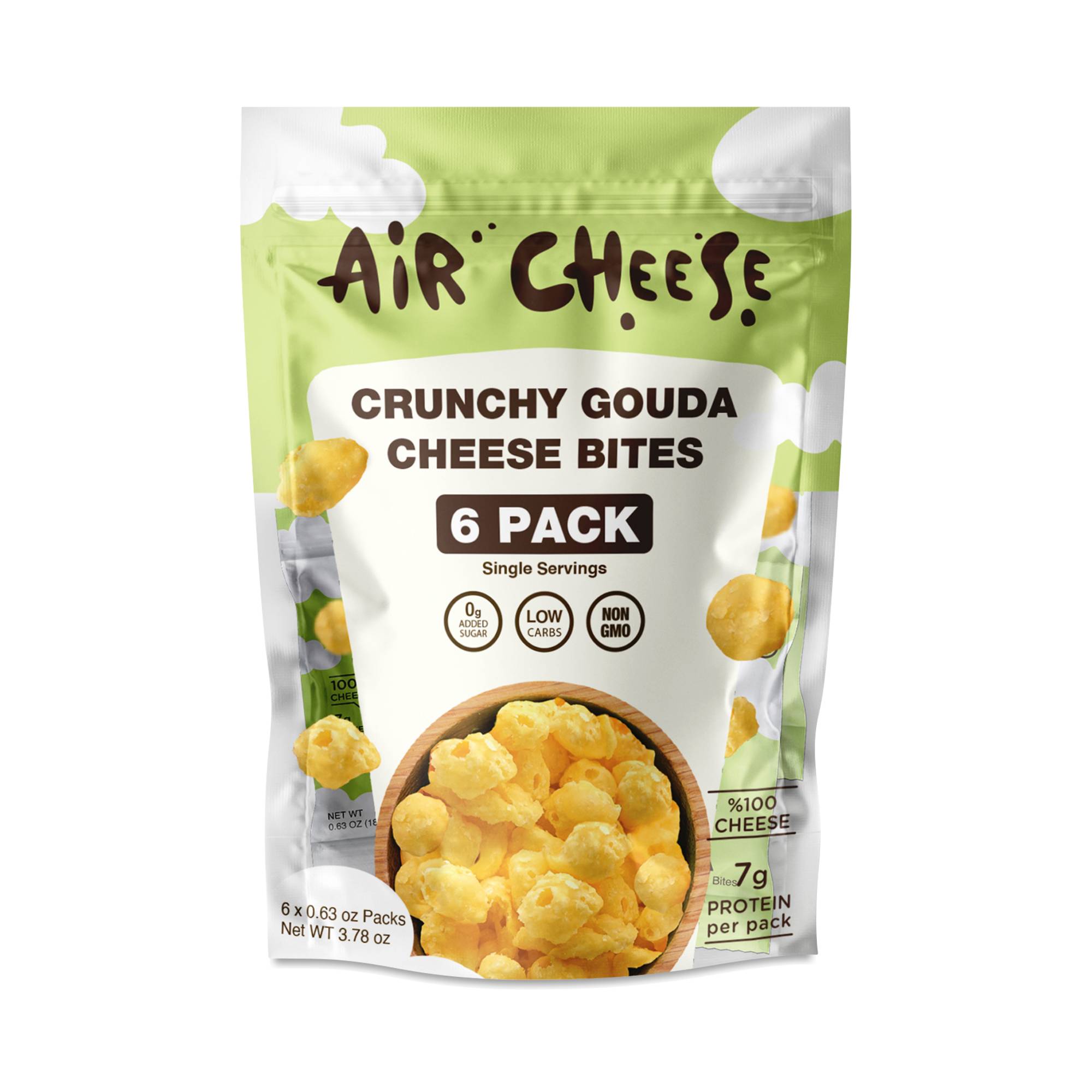 Air Cheese Crunchy Cheese Bites, Gouda, Snack Pack