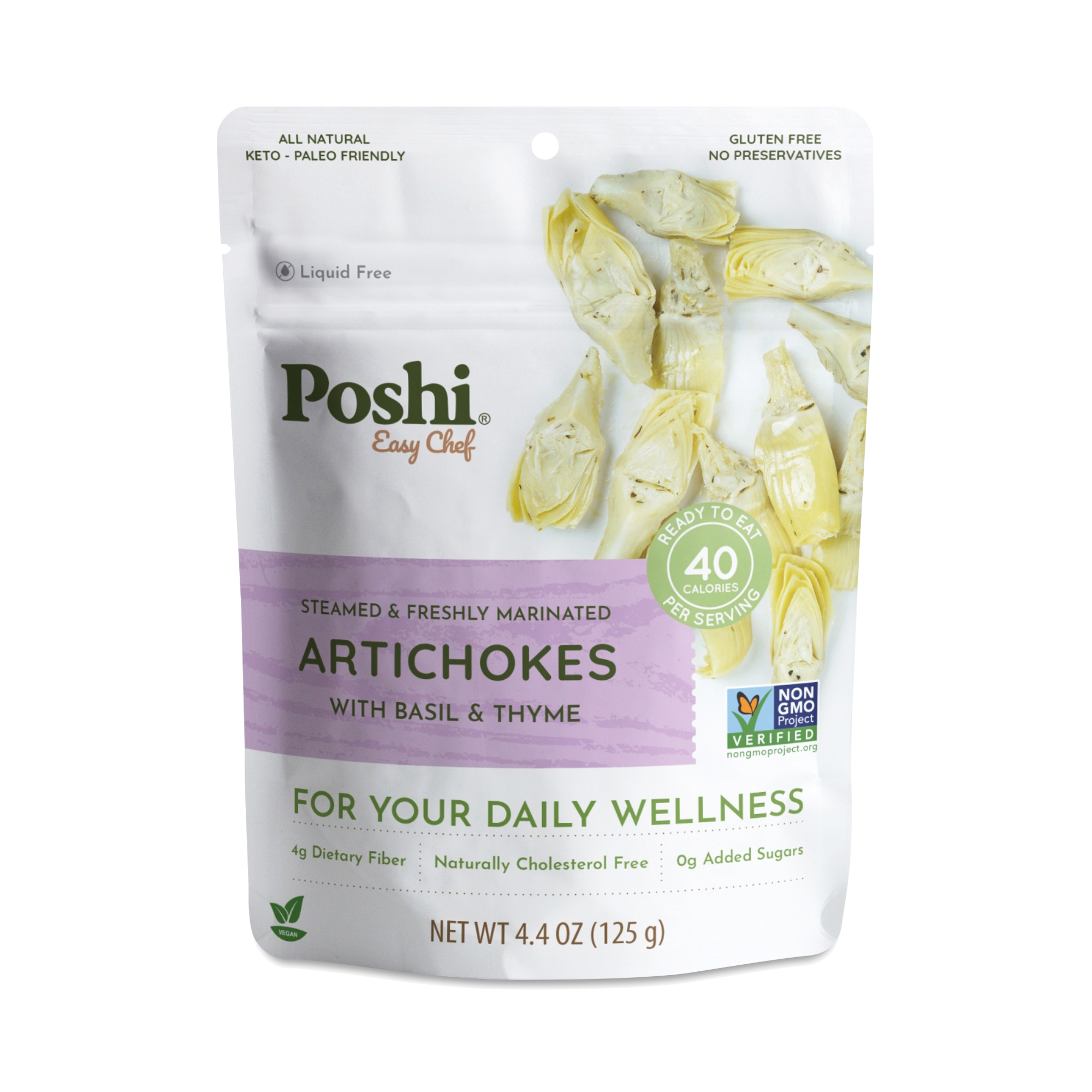 Poshi Steamed & Marinated Artichokes, Basil & Thyme Thrive Market