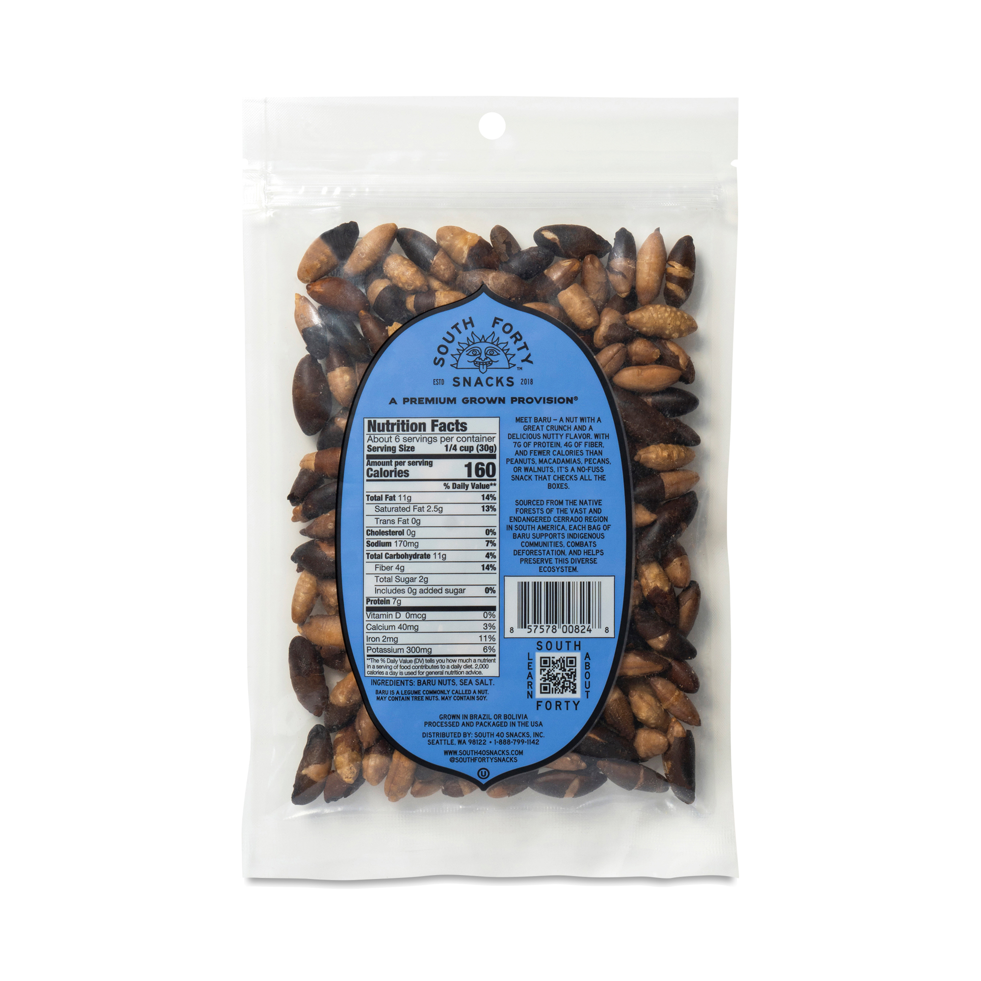 South 40 Snacks Baru Nuts, Nuts & Salt | Thrive Market