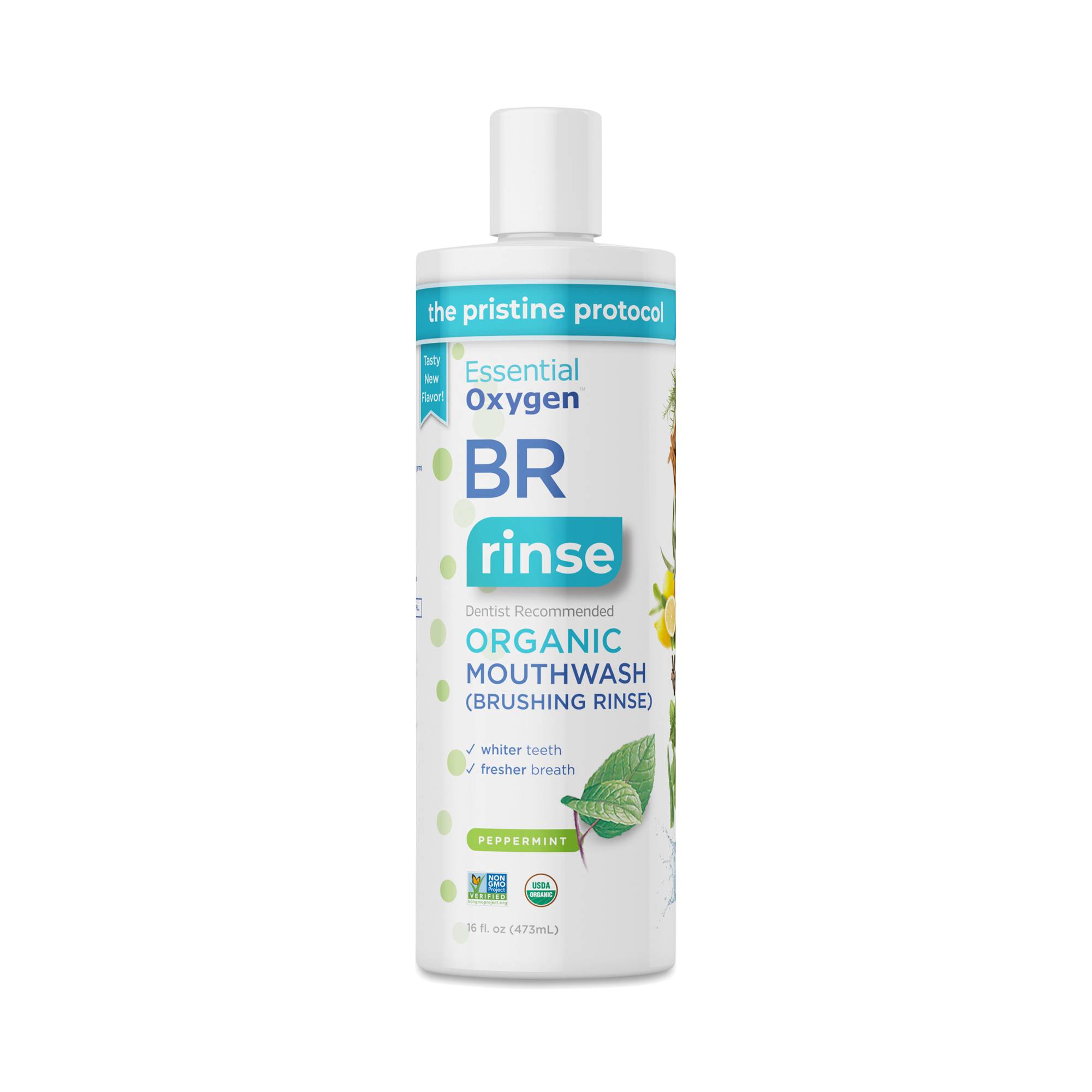 Organic Brushing Rinse Mouthwash, Peppermint