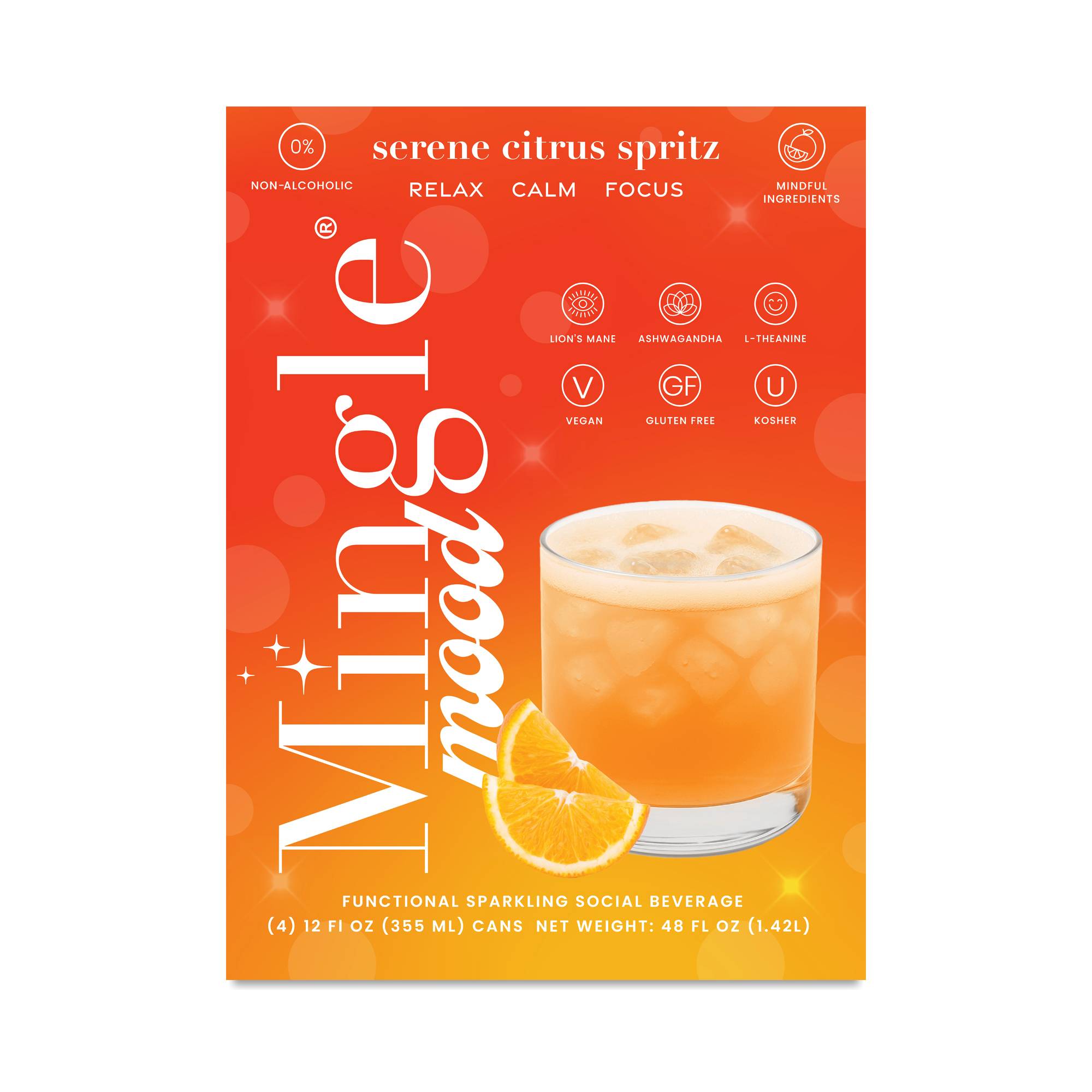 Mood Non-Alcoholic Social Beverage, Serene Citrus Spritz