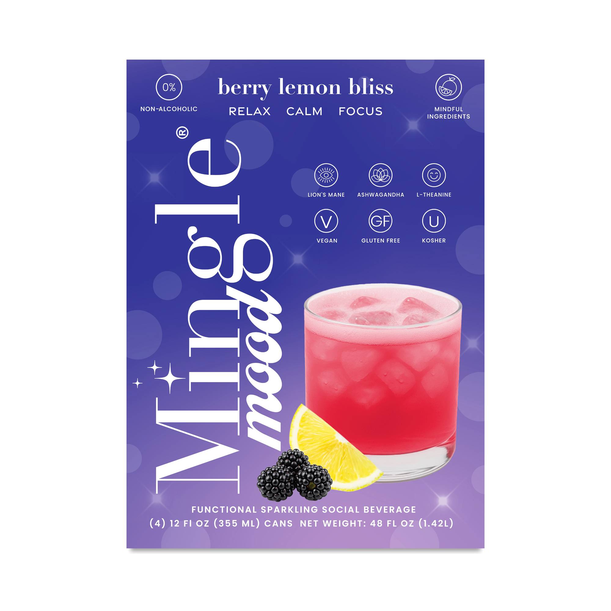 Mood Non-Alcoholic Social Beverage, Berry Lemon Bliss