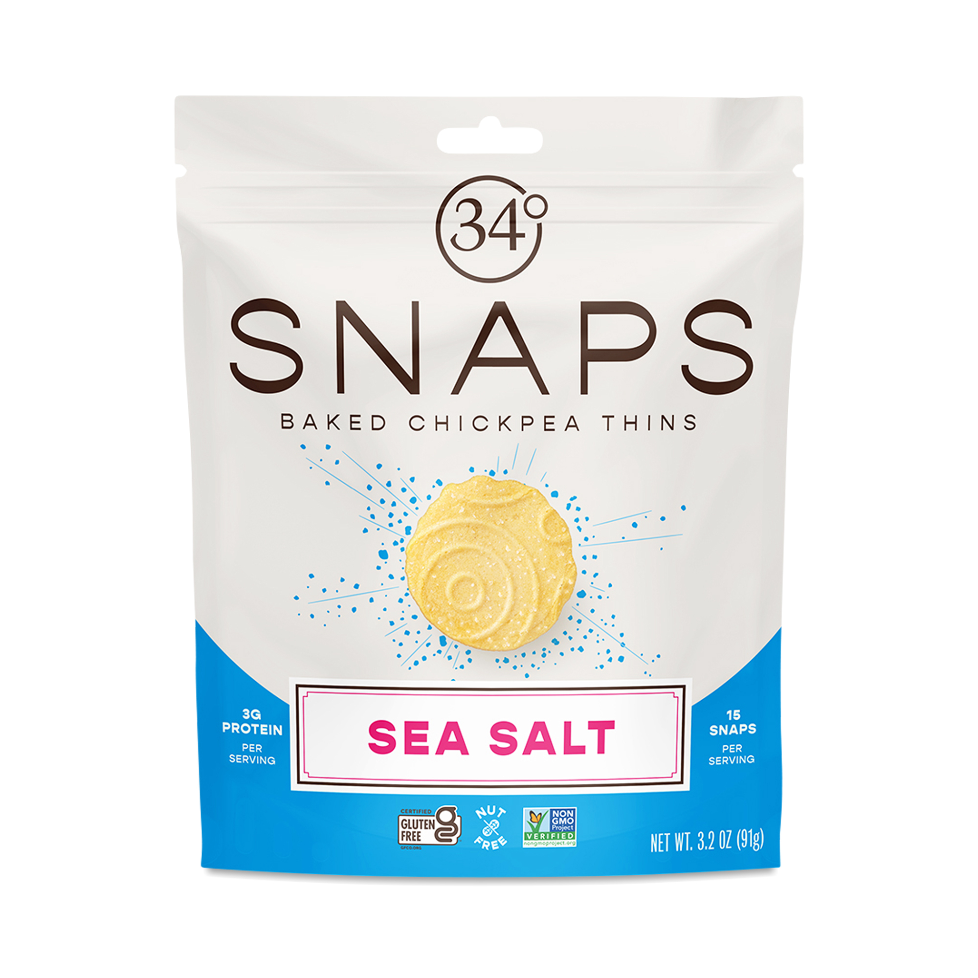 34 Degrees Snaps Baked Chickpea Thins, Sea Salt Thrive Market