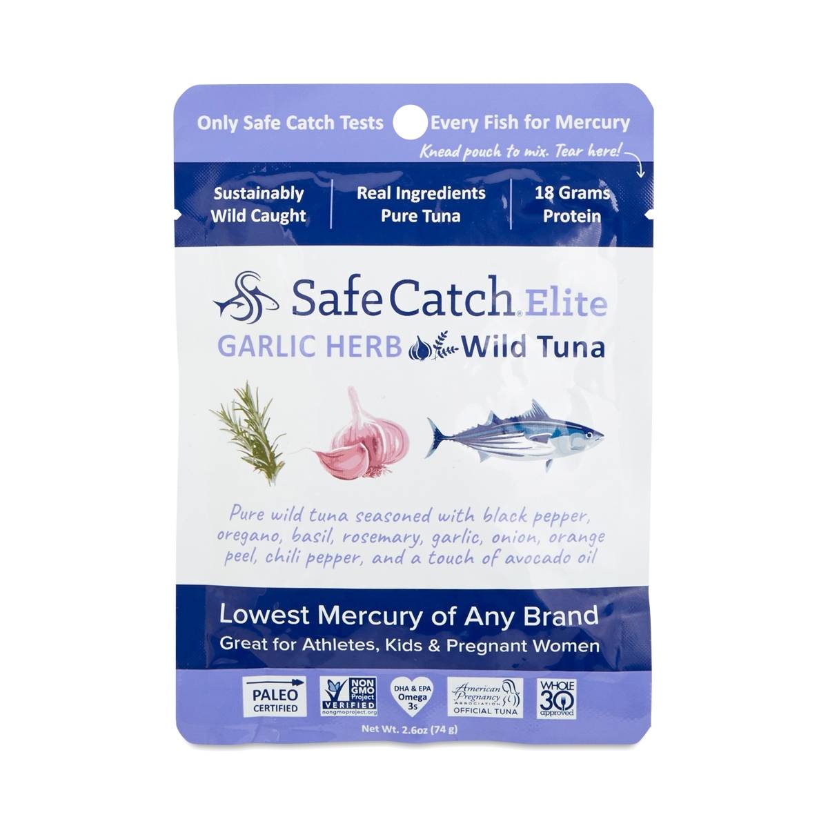 Safe Catch Elite Wild Tuna Pouch Garlic Herb Thrive Market