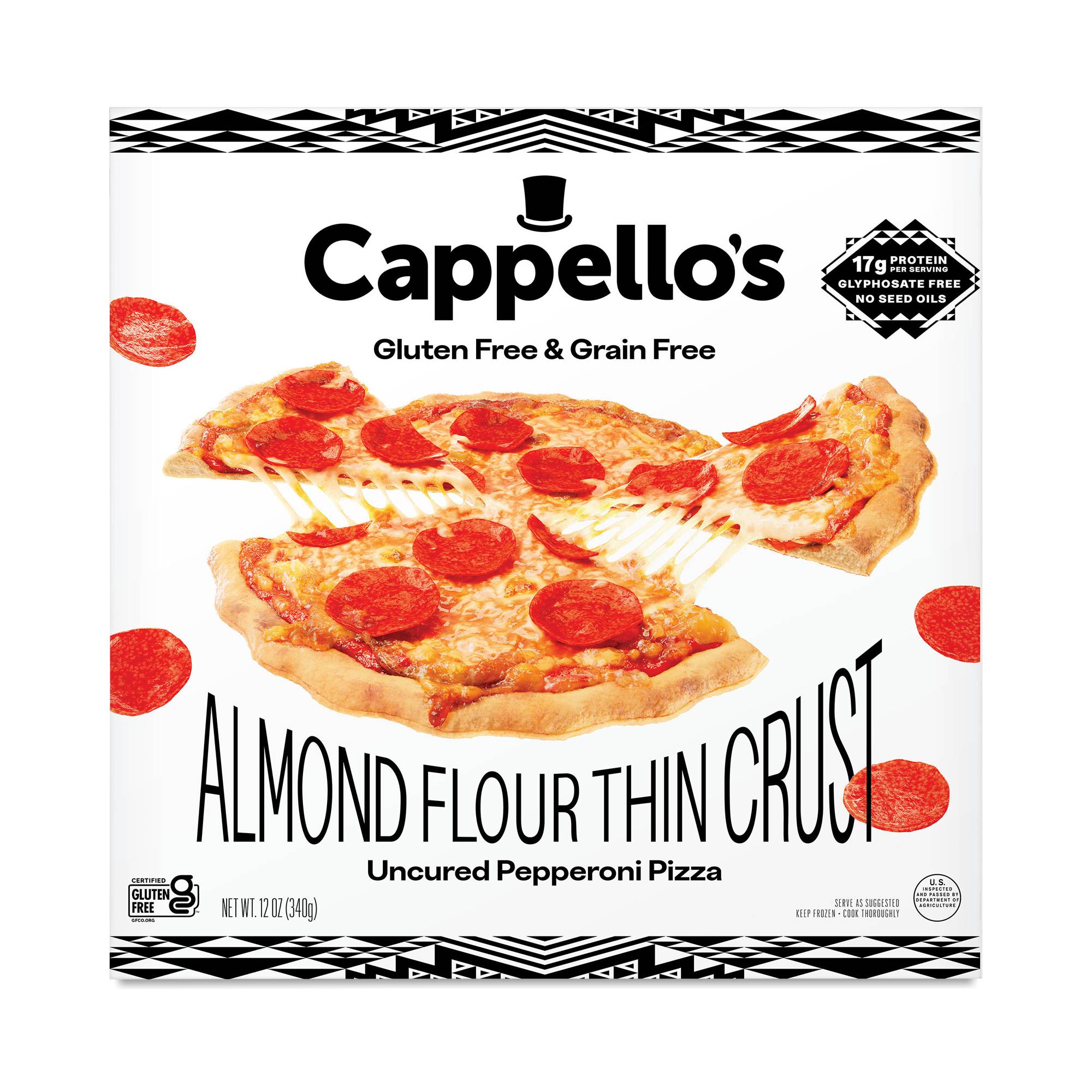 Uncured Pepperoni Pizza, Almond Flour Thin Crust