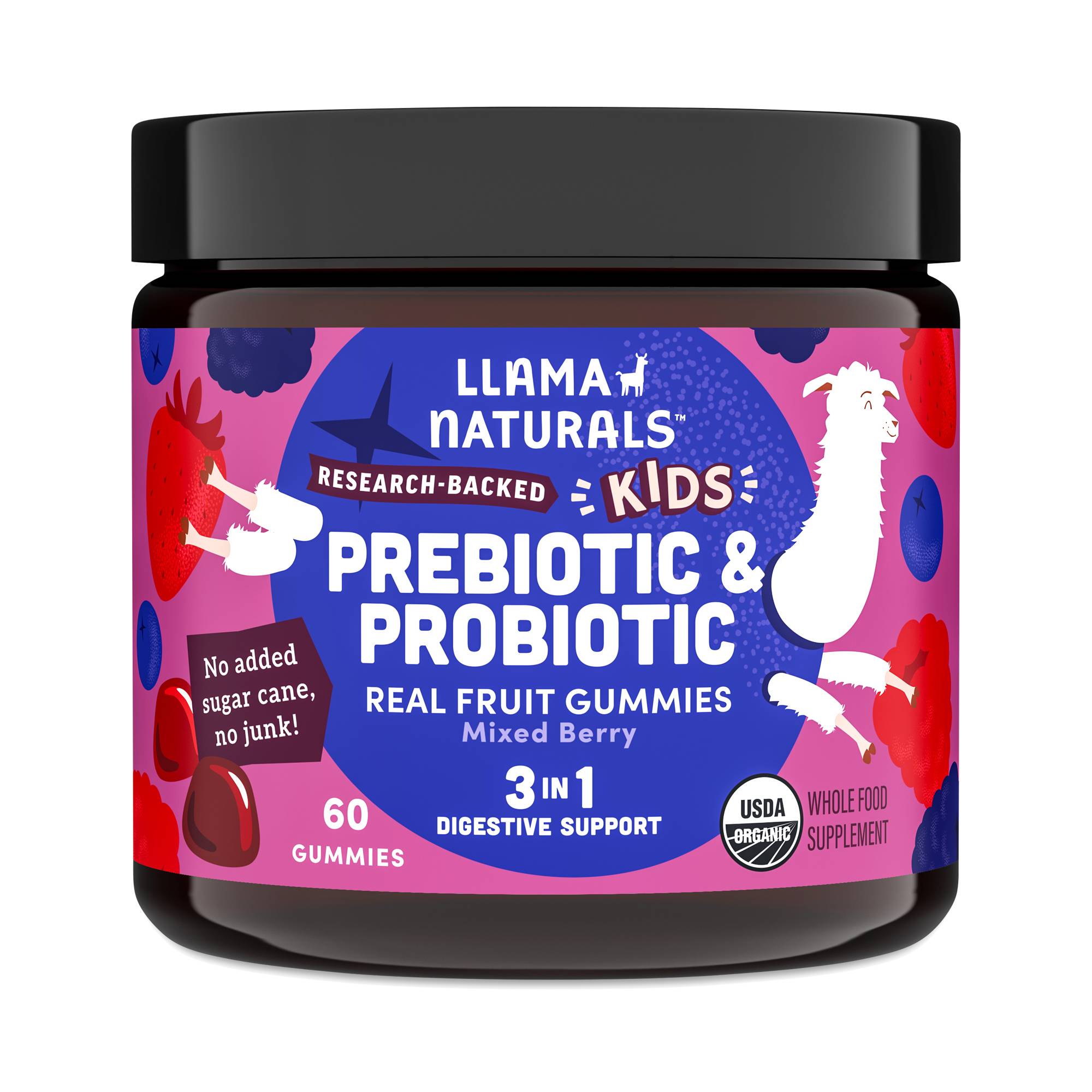 Kids Prebiotic & Probiotic Real Fruit Gummies, Mixed Berry