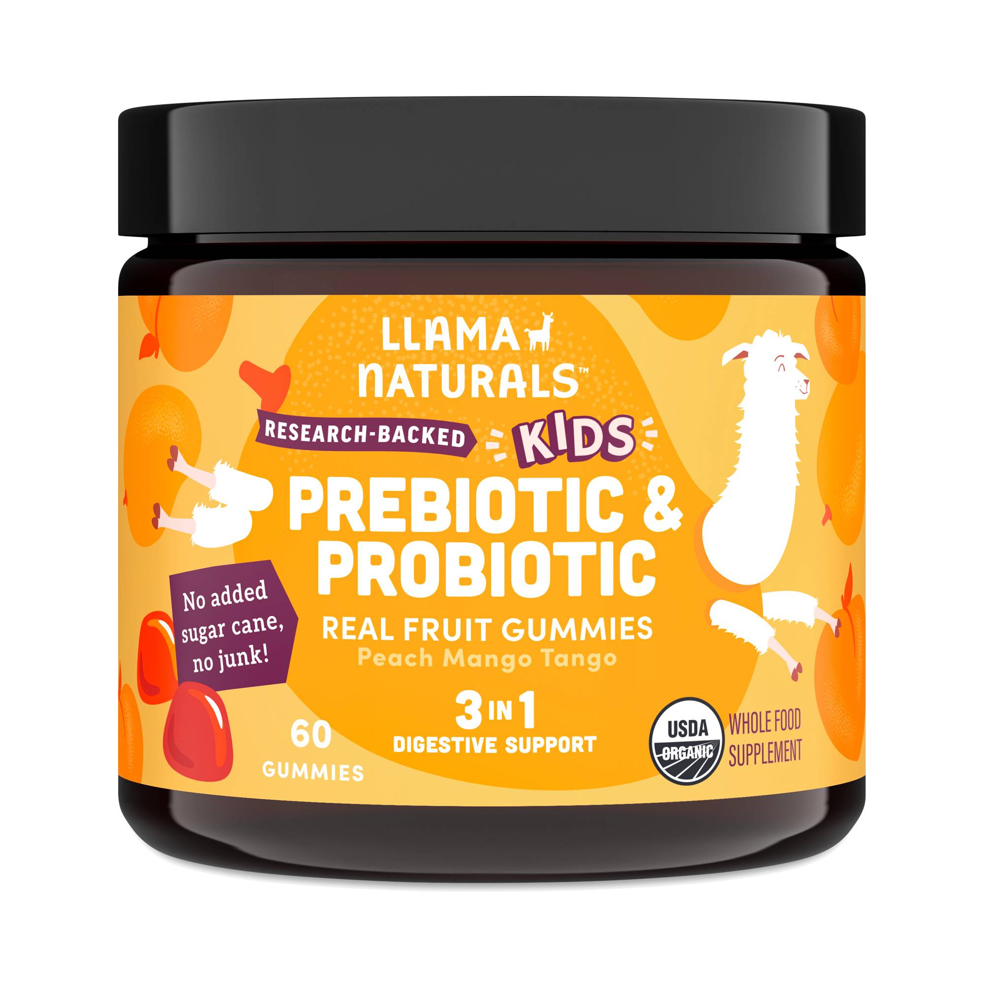 Kids Real Fruit Pre & Probiotic Gummies, Peach Mango