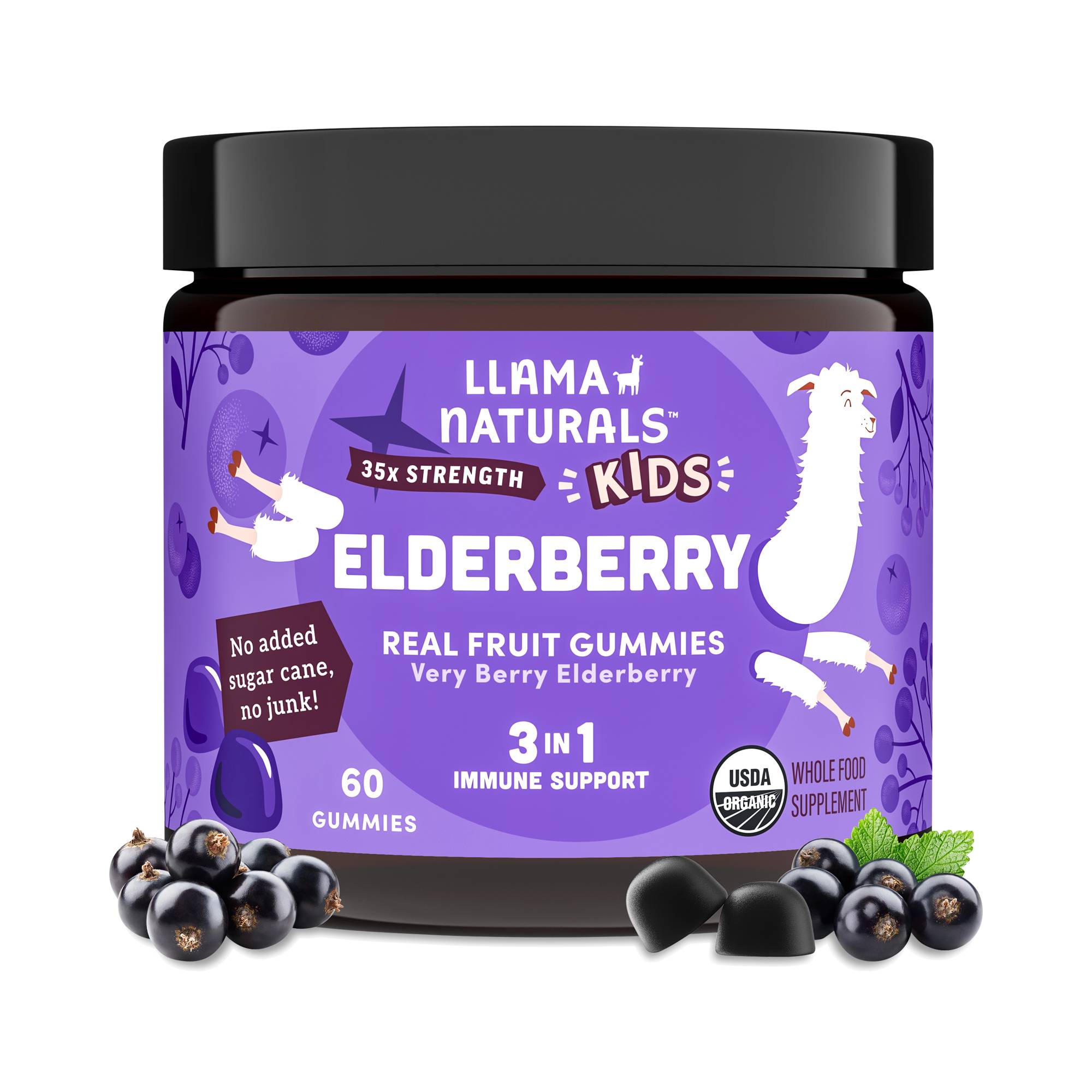 Kids Organic 3 in 1 Immune Support Gummies, Elderberry
