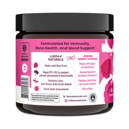 Organic Vitamin D3 + K2 Real Fruit Gummies for Kids & Adults, Raspberry