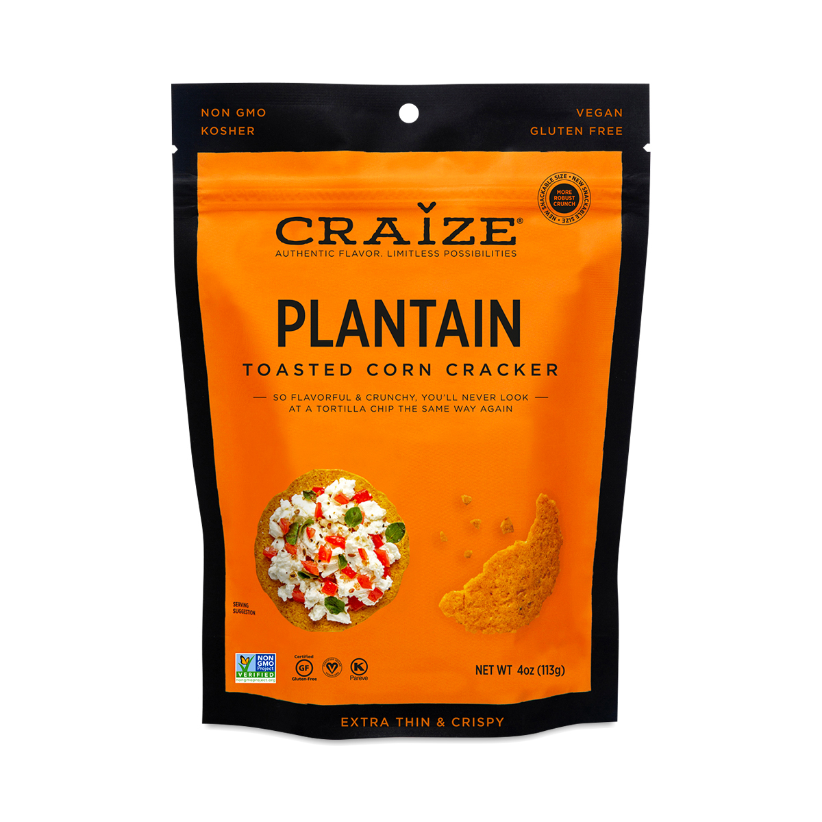 Craize Toasted Corn Crackers, Plantain Thrive Market
