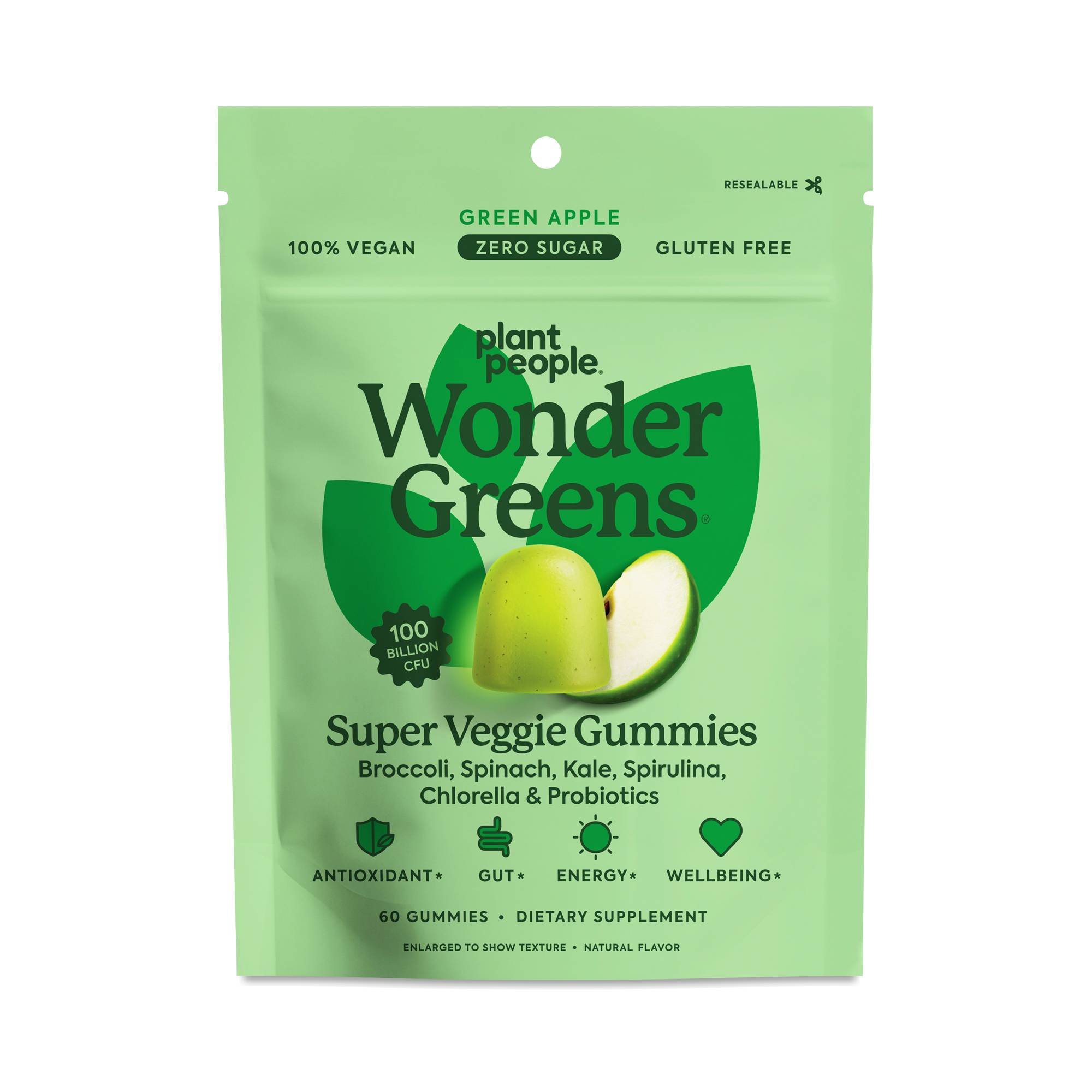 Wonder Greens Super Veggie Gummies, Green Apple