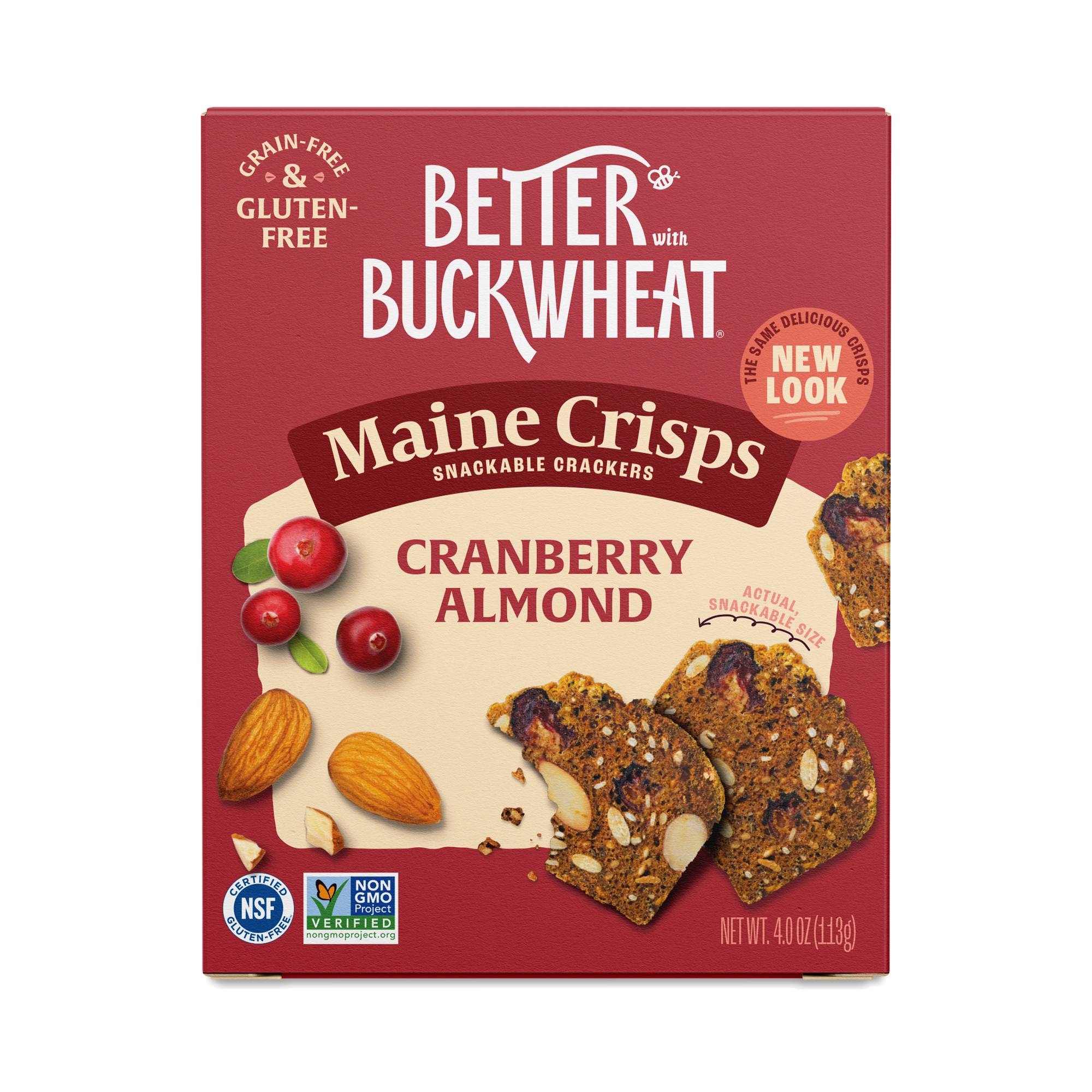 Maine Crisp Buckwheat Crackers, Cranberry Almond