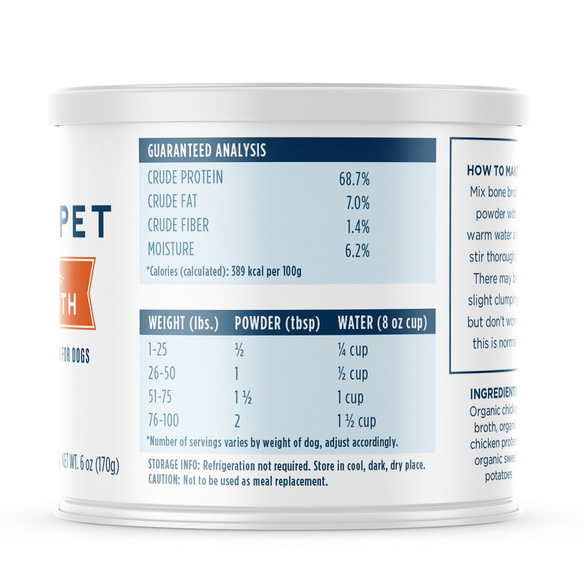 Native Pet Organic Chicken Bone Broth Powder for Dogs & Cats Thrive